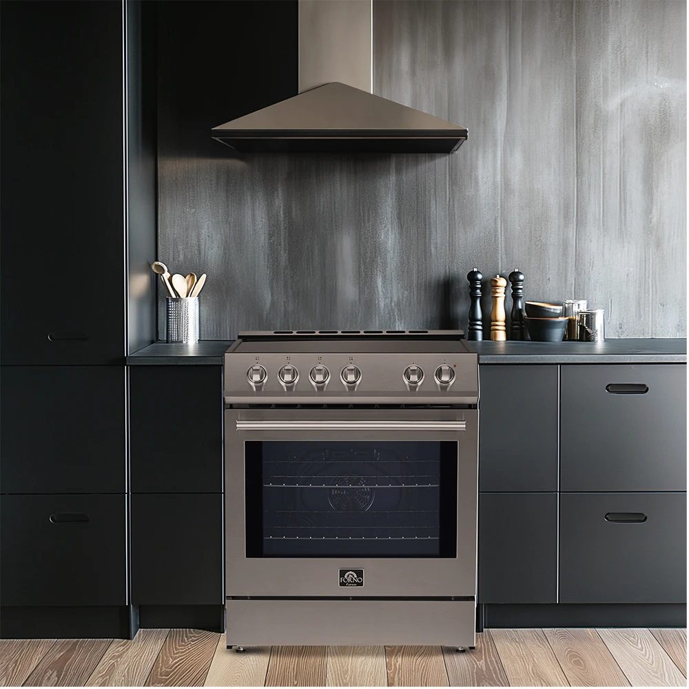Leonardo Espresso 30-Inch Slide-In Stainless Steel Induction Range, Convection Oven, 5 Cooking Zones FFSIN098230