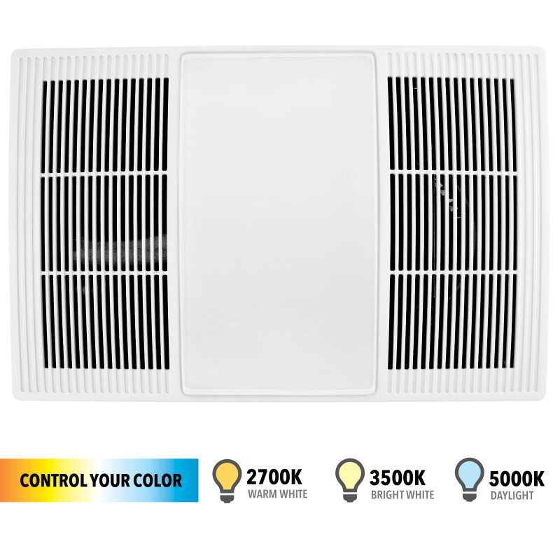 100/110 CFM Heater Exhaust Cover Upgrade With Dimmable LED and Color Adjustable CCT Lighting (single pack) FG110HBS