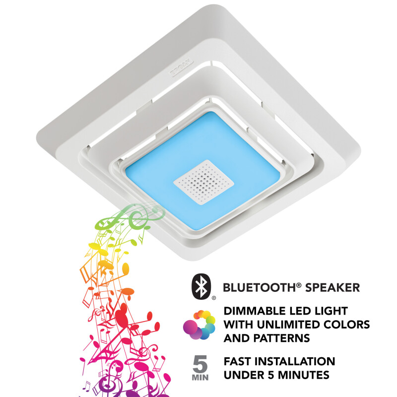 ChromaComfort w/ Sensonic™ Bluetooth Speaker Quick Install Bathroom Exhaust Fan Upgrade Cover (single unit) FG800RGBS