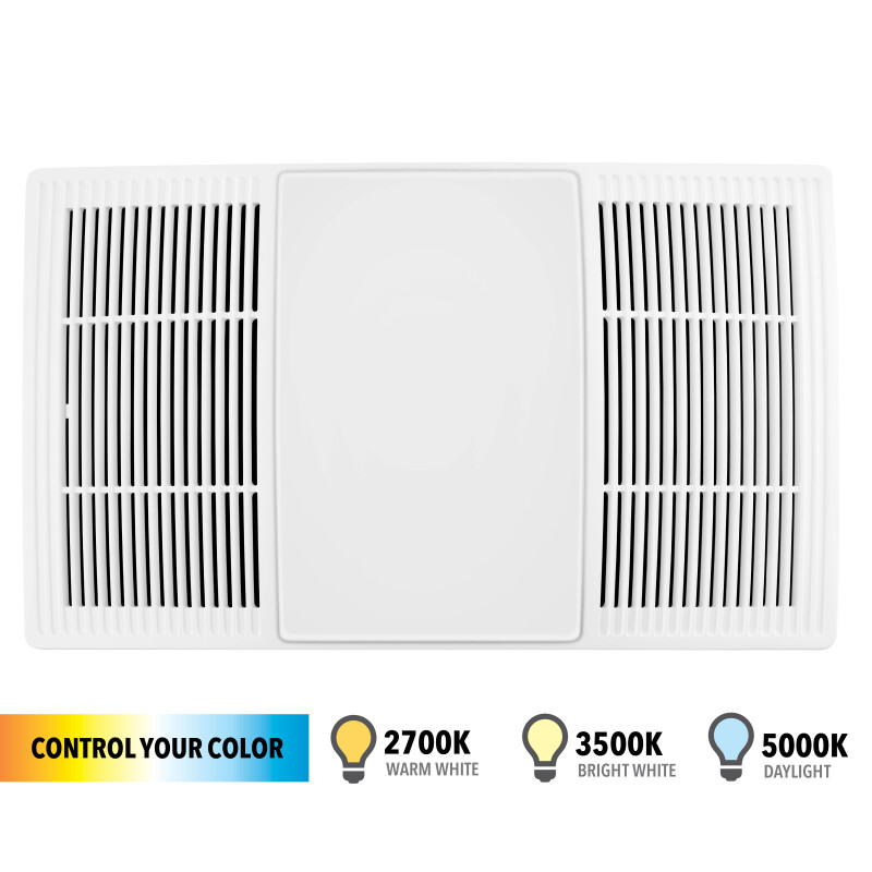 70/80 CFM Heater Exhaust Cover Upgrade With Dimmable LED and Color Adjustable CCT Lighting (single pack) FG80HBS