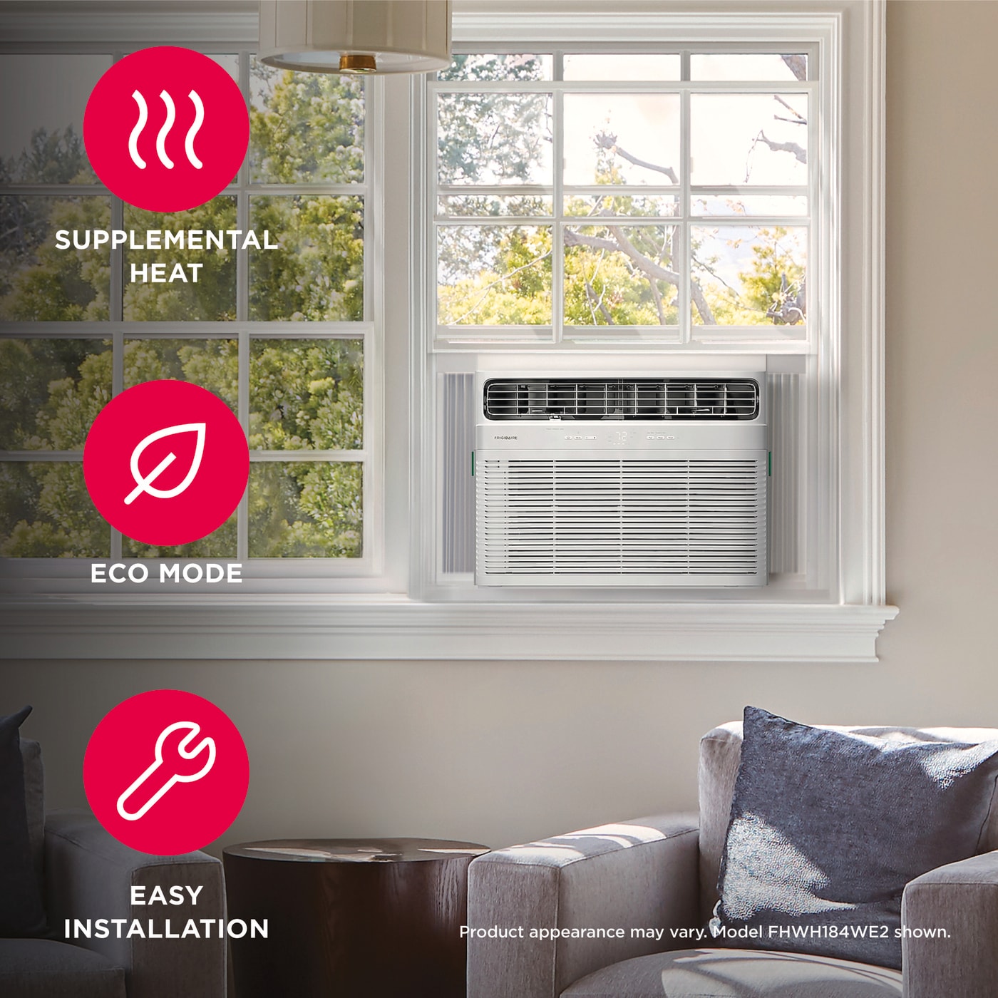 18,800 BTU Window Room Air Conditioner with Supplemental Heat FHWH184WB2