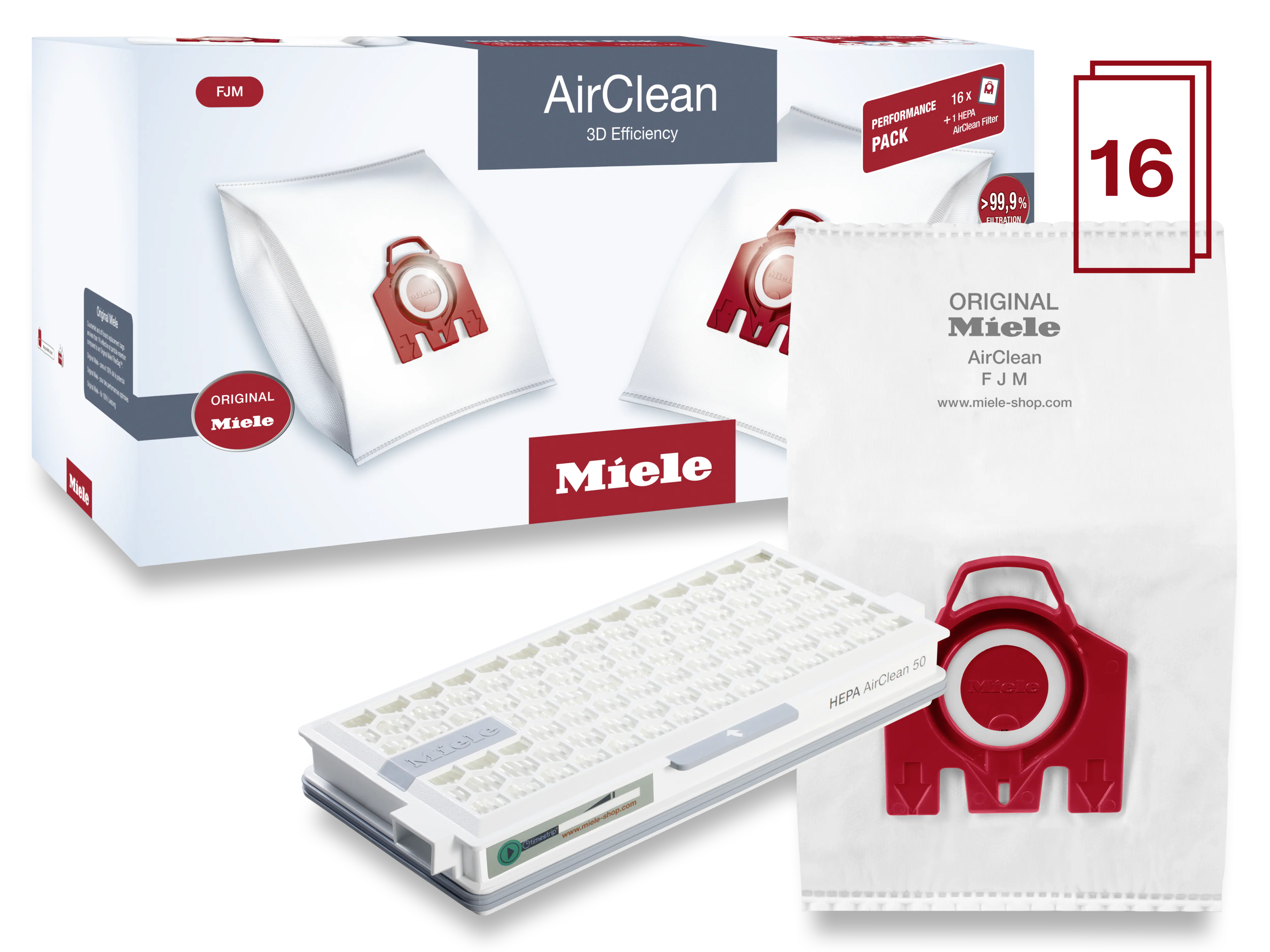 Performance Pack AirClean 3D Efficiency FJM 16 dustbags and 1 HEPA AirClean filter at a discount price FJMHA50PERFORMANCEAIRCLEAN3D
