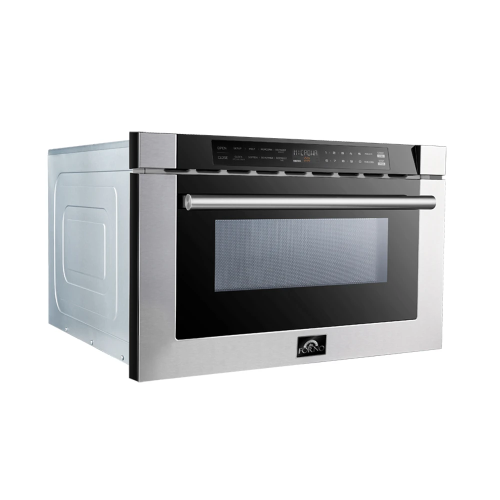 Capoliveri 24-Inch Microwave Drawer, Stainless Steel, 1.2 cu.ft, 1500 Watts, Built-In, Touch Control LCD Display, Auto-Touch Open/Close, 11 Power Levels, Sensor Cooking FMWDR300024