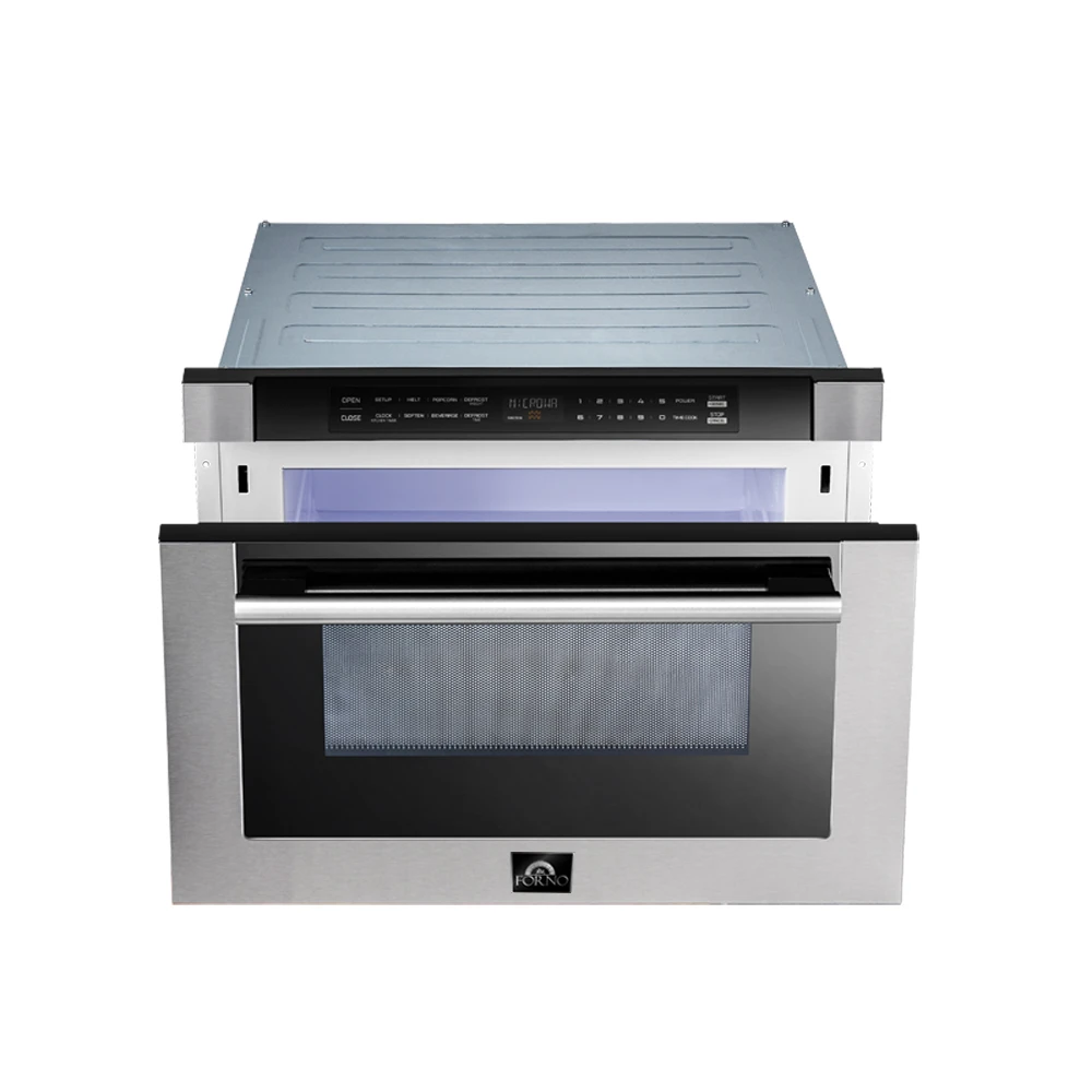 Capoliveri 24-Inch Microwave Drawer, Stainless Steel, 1.2 cu.ft, 1500 Watts, Built-In, Touch Control LCD Display, Auto-Touch Open/Close, 11 Power Levels, Sensor Cooking FMWDR300024