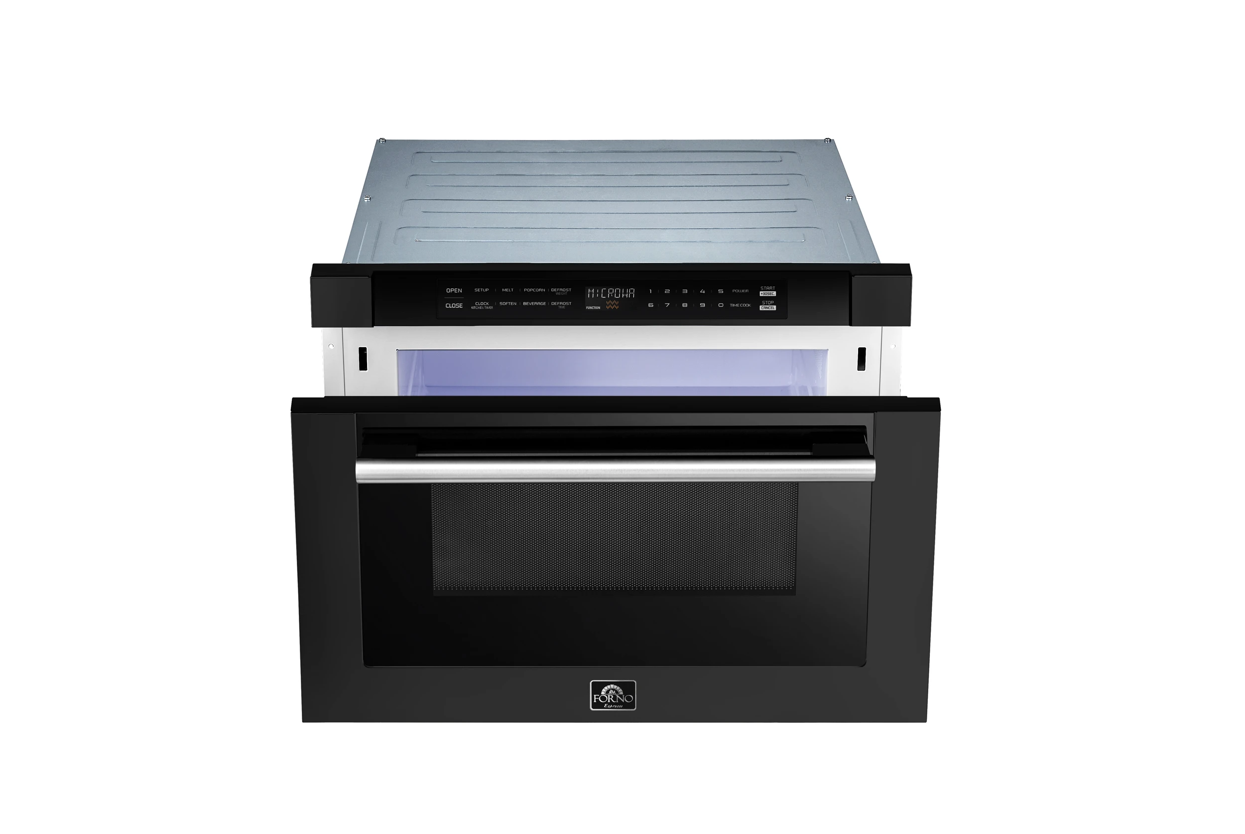 Capoliveri Espresso 24-Inch Microwave Drawer, Black, 1.2 cu.ft, 1500 Watts, Built-In, Touch Control LCD Display, Auto-Touch Open/Close, 11 Power Levels, Sensor Cooking FMWDR300024BLK