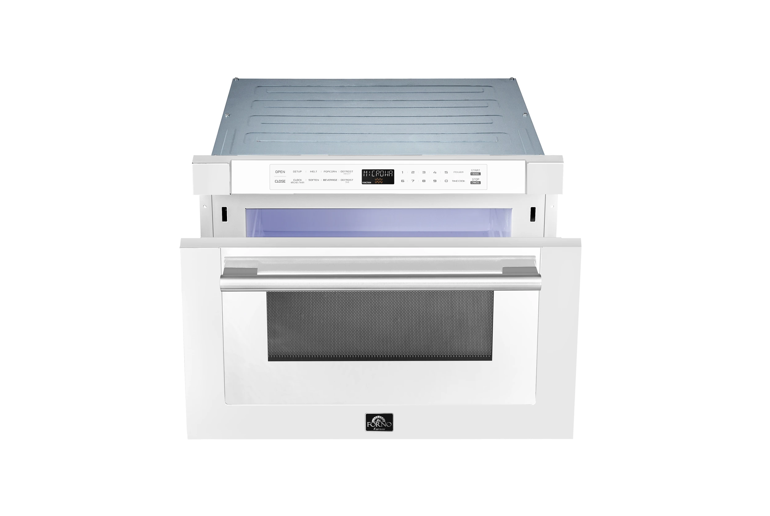 Capoliveri Espresso 24-Inch Microwave Drawer, White, 1.2 cu.ft, 1500 Watts, Built-In, Touch Control LCD Display, Auto-Touch Open/Close, 11 Power Levels, Sensor Cooking FMWDR300024WHT