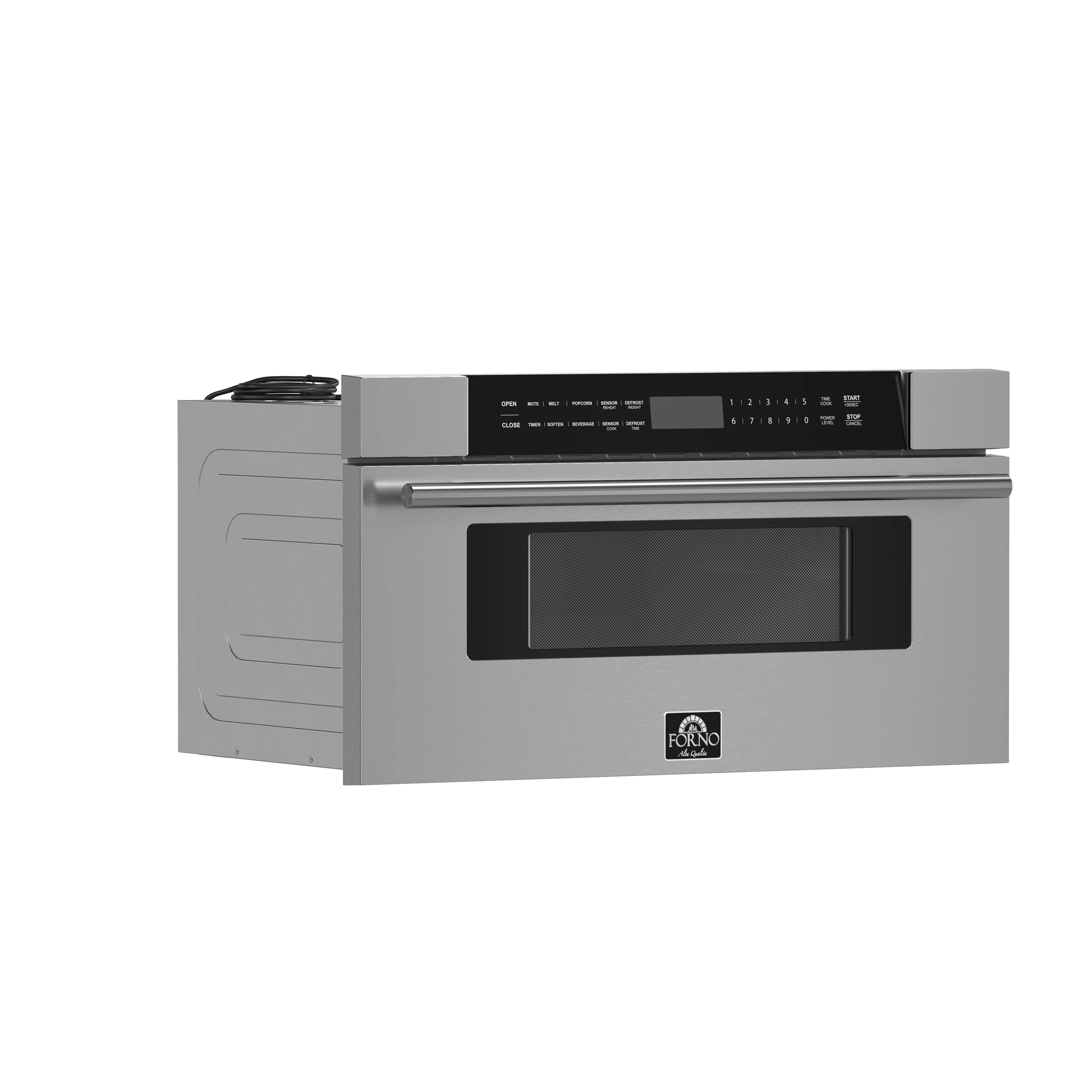 Capoliveri 30-Inch Microwave Drawer, Stainless Steel, 1.2 cu.ft, 1500 Watts, Built-In, Touch Control LCD Display, Auto-Touch Open/Close, 11 Power Levels, Sensor Cooking FMWDR300030