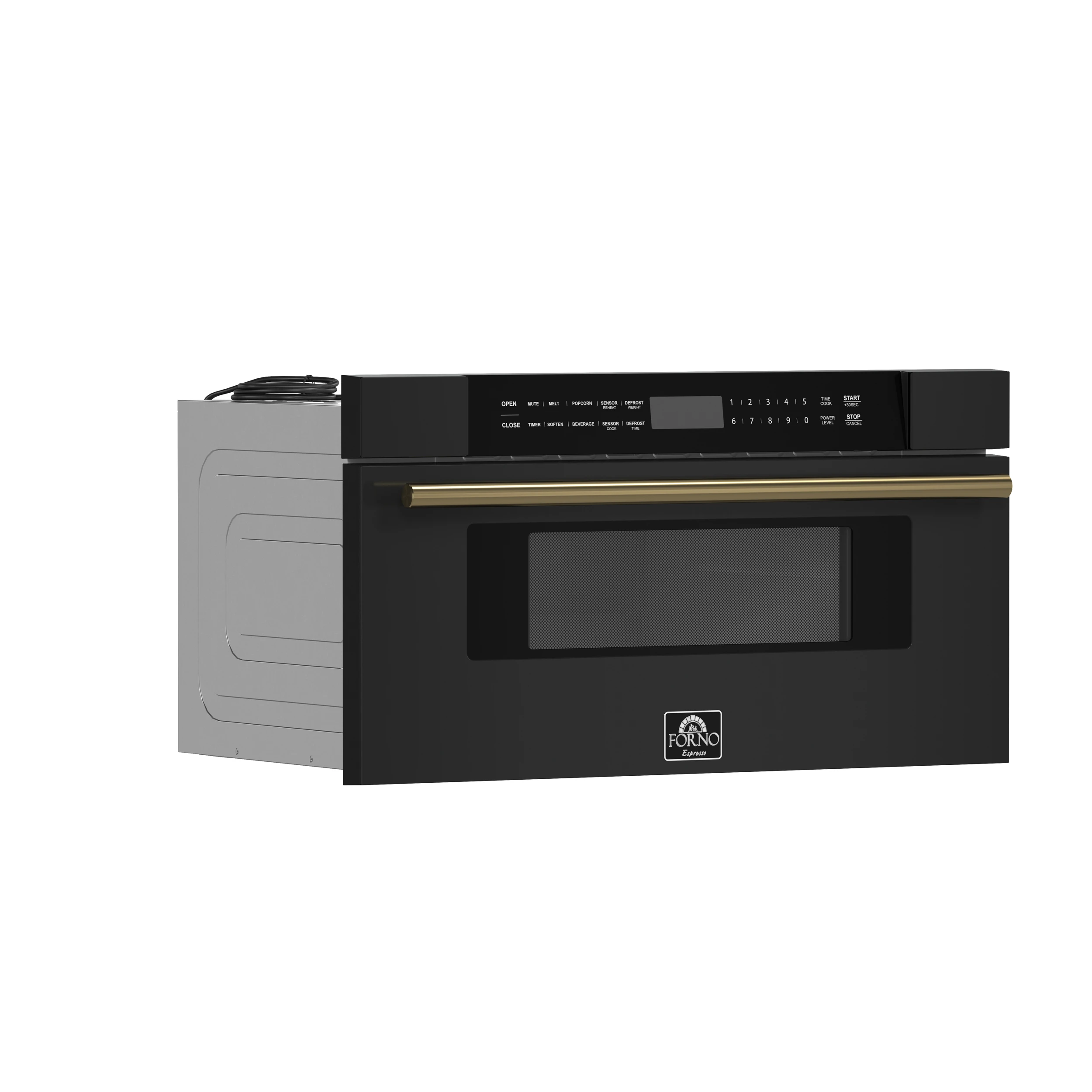 Capoliveri Espresso 30-Inch Microwave Drawer, Black, 1.2 cu.ft, 1500 Watts, Built-In, Touch Control LCD Display, Auto-Touch Open/Close, 11 Power Levels, Sensor Cooking FMWDR300030BLK