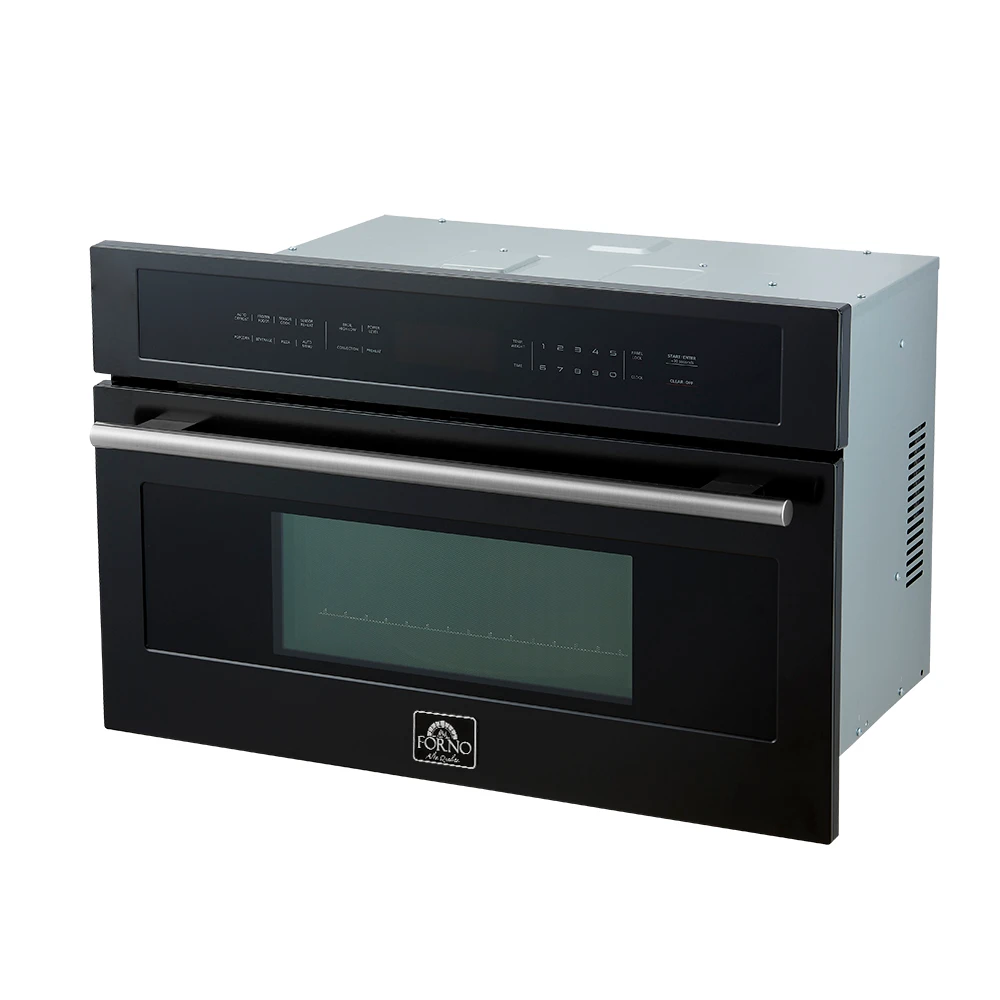 Oliena Espresso Black 30-Inch Built-In Microwave and Convection Oven Combo, 1.6 cu.ft, 1750W Convection, 1000W Microwave, Stainless Steel Interior, Glass Touch Controls, Sensor Cooking FMWDR309330BLK