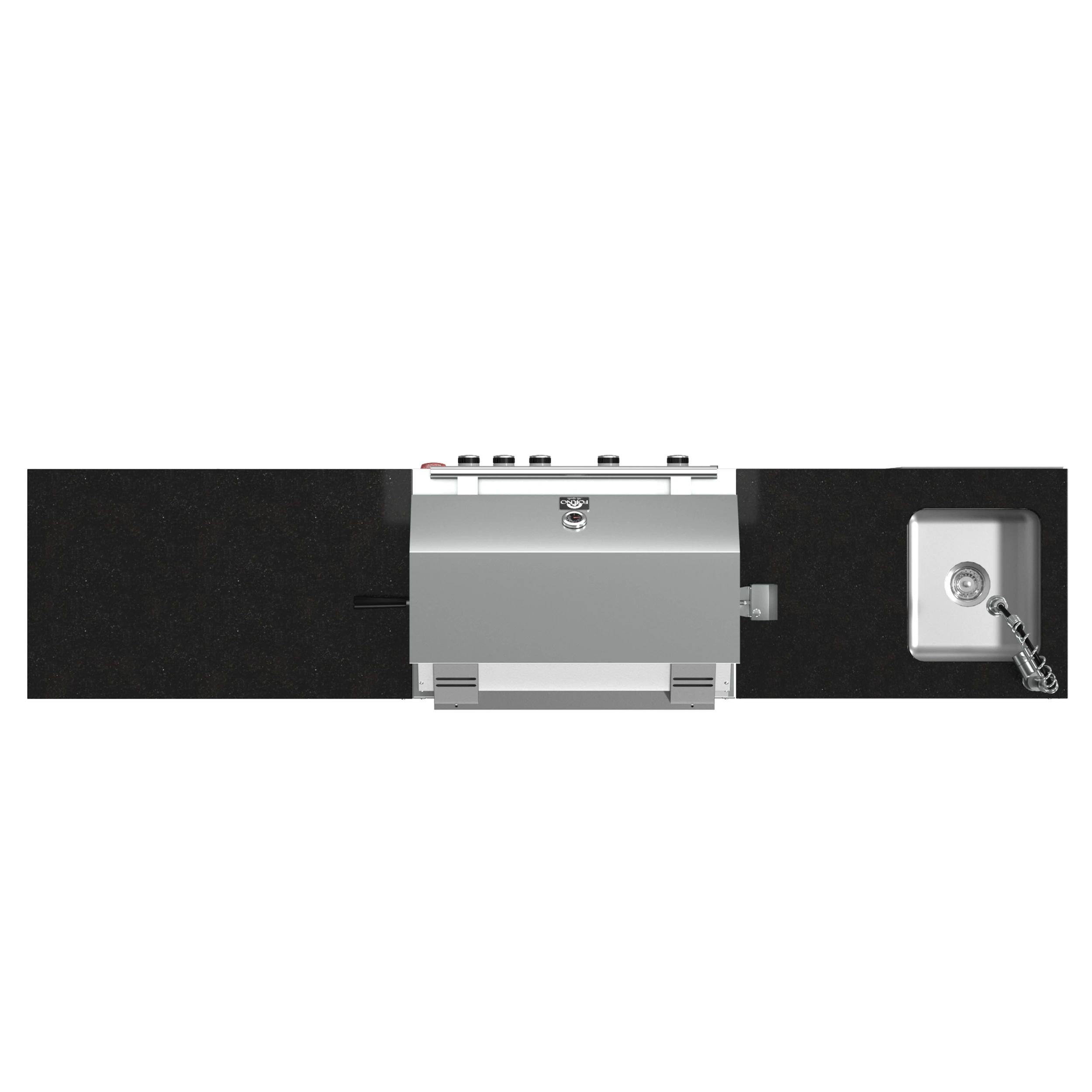 Bulnes 30-Inch BBQ, 60,000 BTU, 3 Burners with Sear & Rotisserie Infrared Burners, Outdoor Kitchen with 1.8 cu.ft. Beverage Center & Granite Countertops FODKT2506BLK