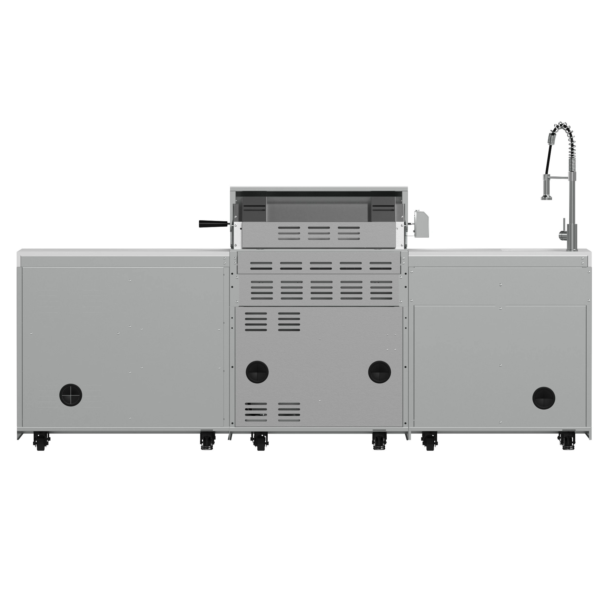 Bulnes 30-Inch BBQ, 60,000 BTU, 3 Burners with Sear & Rotisserie Infrared Burners, Outdoor Kitchen with 1.8 cu.ft. Beverage Center & Sintered Stone Countertops FODKT2506WHT