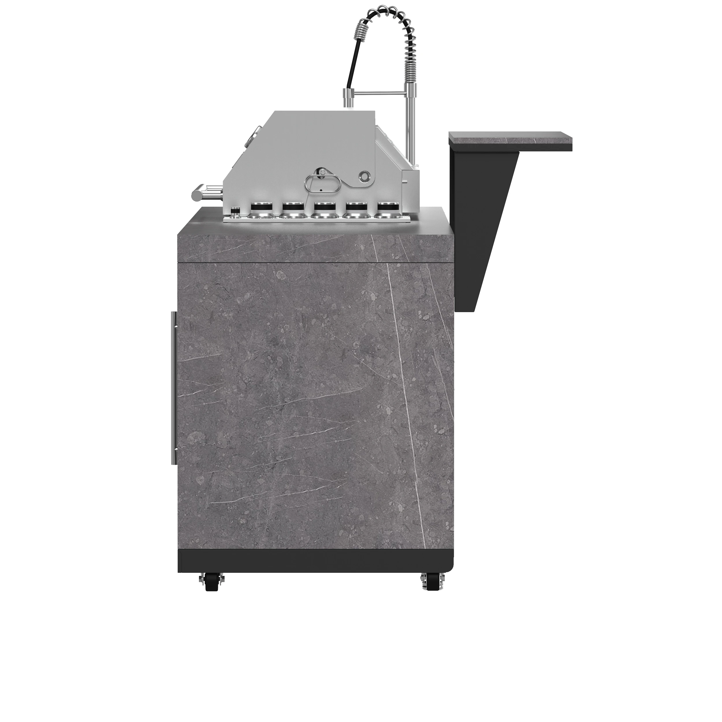 Rimini Outdoor Kitchen 30" BBQ 62,600 BTU, 3 Burners with Sear & Rotisserie, 2.4 cu.ft. Beverage Center, Sink, Cabinets & Sintered Stone Countertop FODKT2544BLK