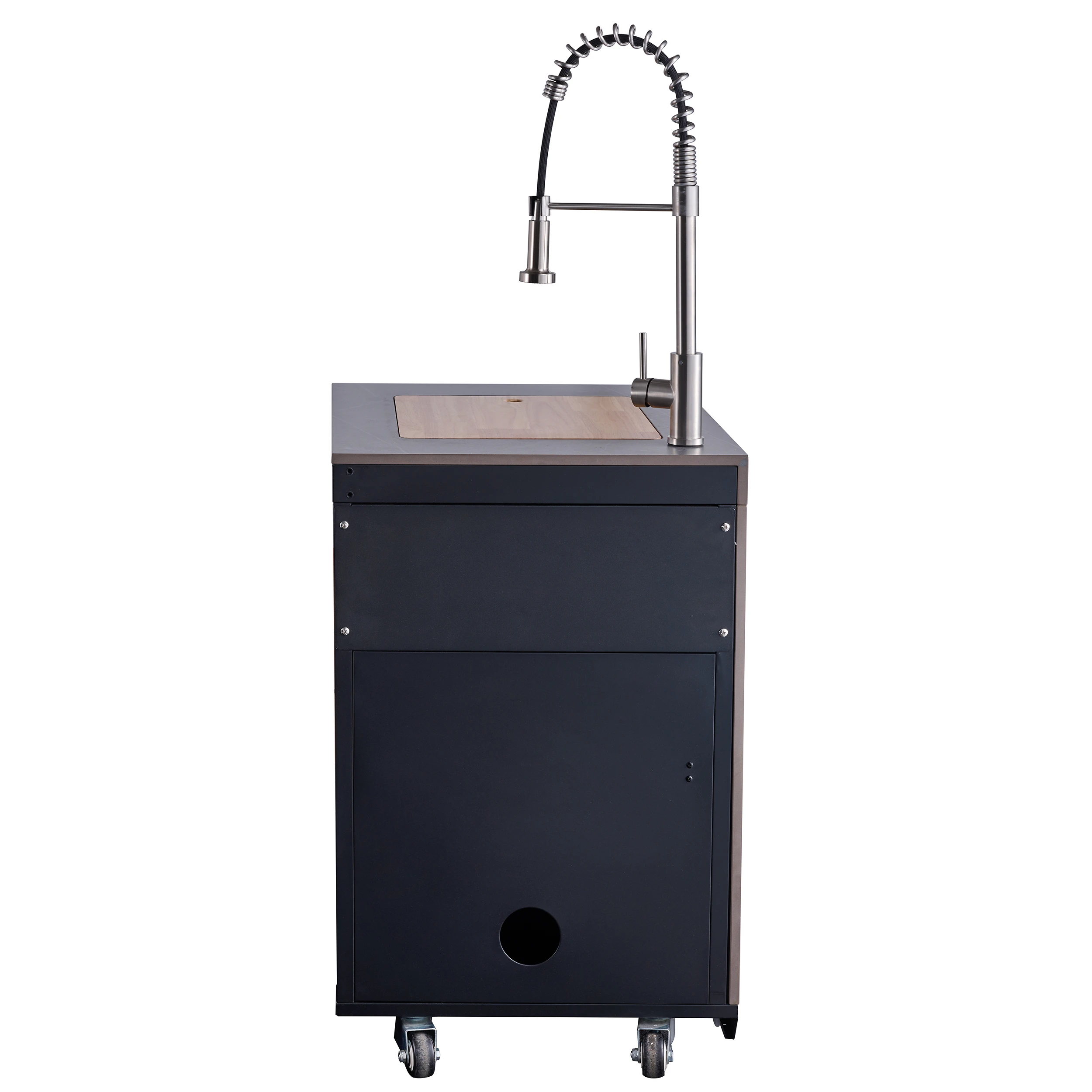 Rimini Outdoor Kitchen 30" BBQ 62,600 BTU, 3 Burners with Sear & Rotisserie, 2.4 cu.ft. Beverage Center, Sink, Cabinets & Sintered Stone Countertop FODKT2544BLK