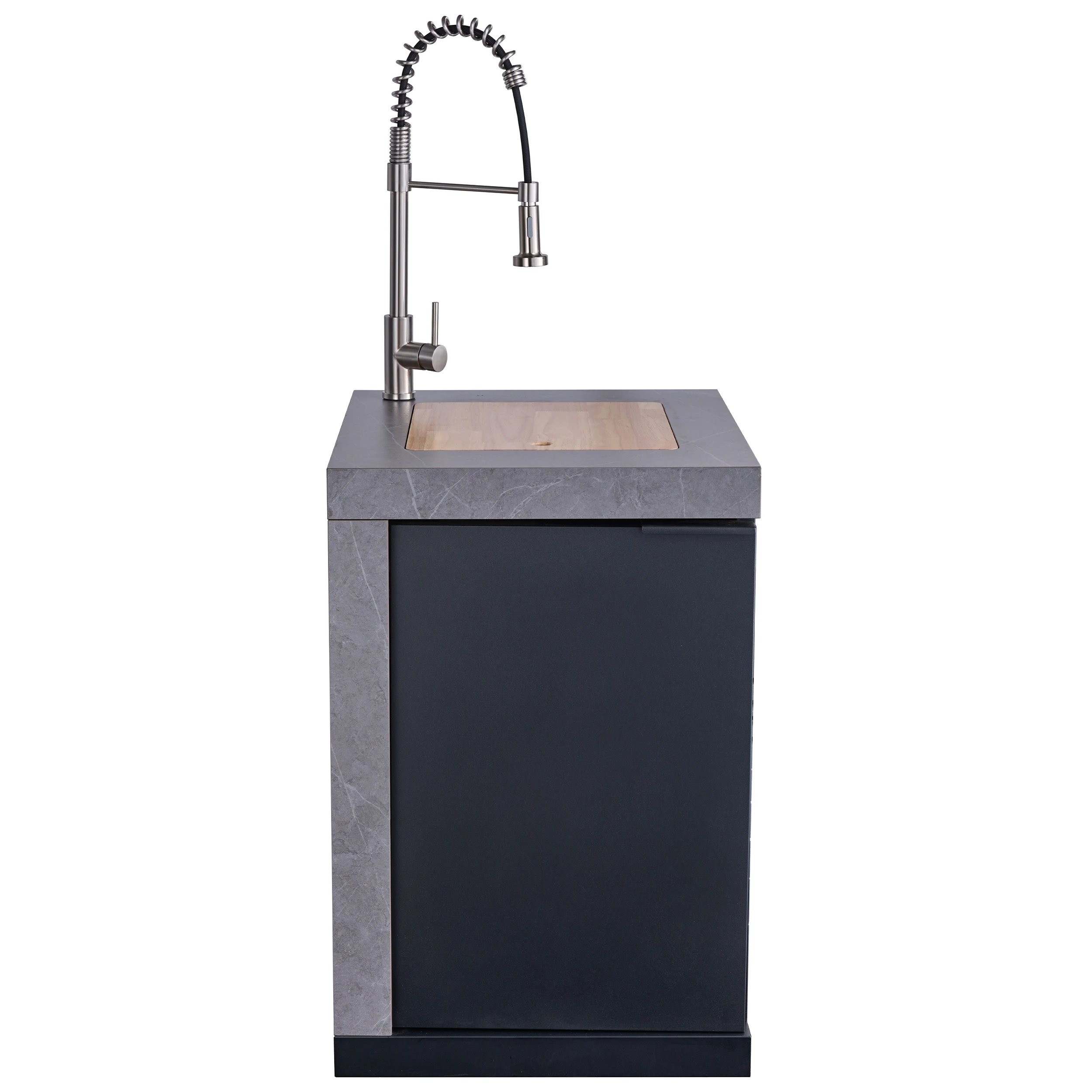 Rimini Outdoor Kitchen 30" BBQ 62,600 BTU, 3 Burners with Sear & Rotisserie, 2.4 cu.ft. Beverage Center, Sink, Cabinets & Sintered Stone Countertop FODKT2544BLK