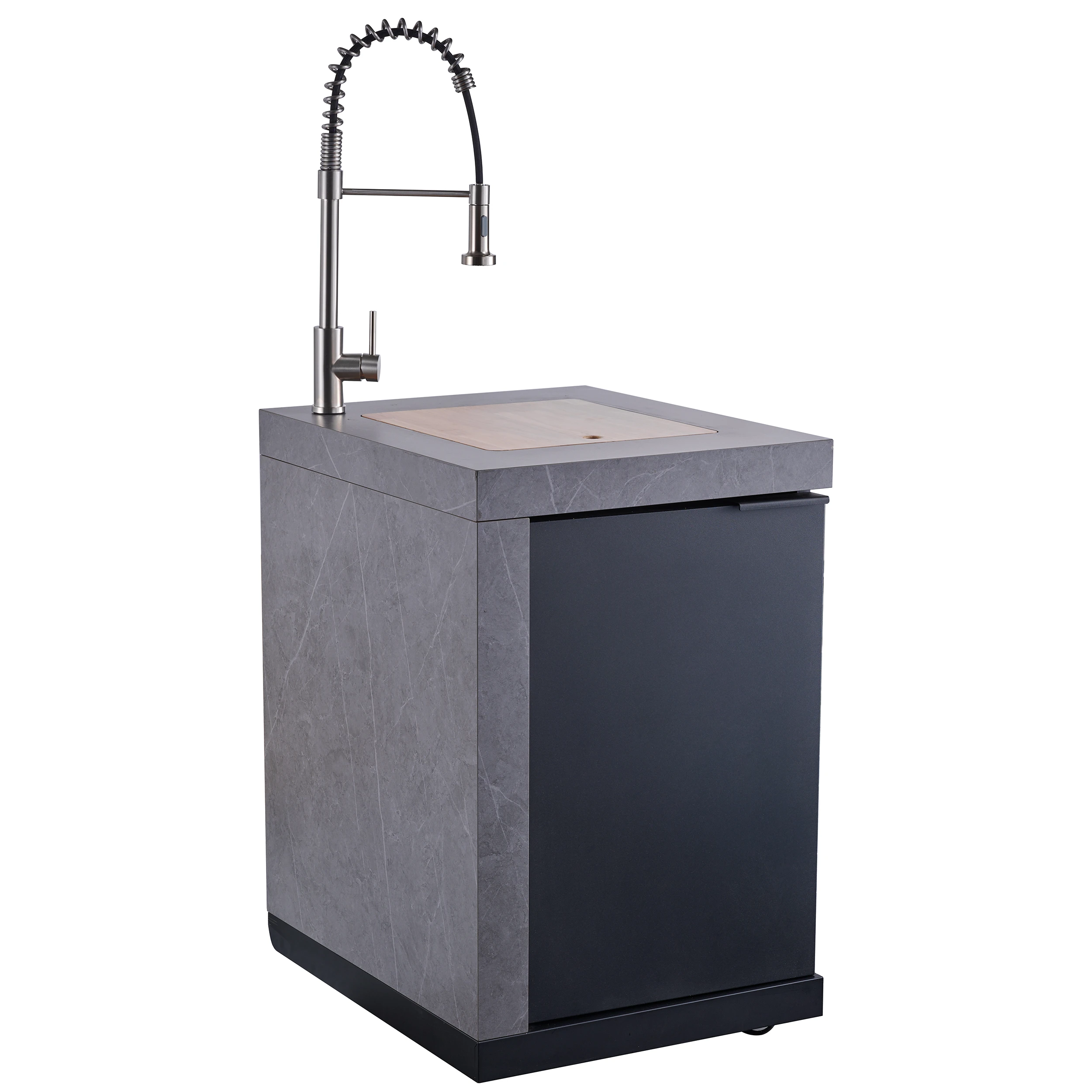 Rimini Outdoor Kitchen 30" BBQ 62,600 BTU, 3 Burners with Sear & Rotisserie, 2.4 cu.ft. Beverage Center, Sink, Cabinets & Sintered Stone Countertop FODKT2544BLK
