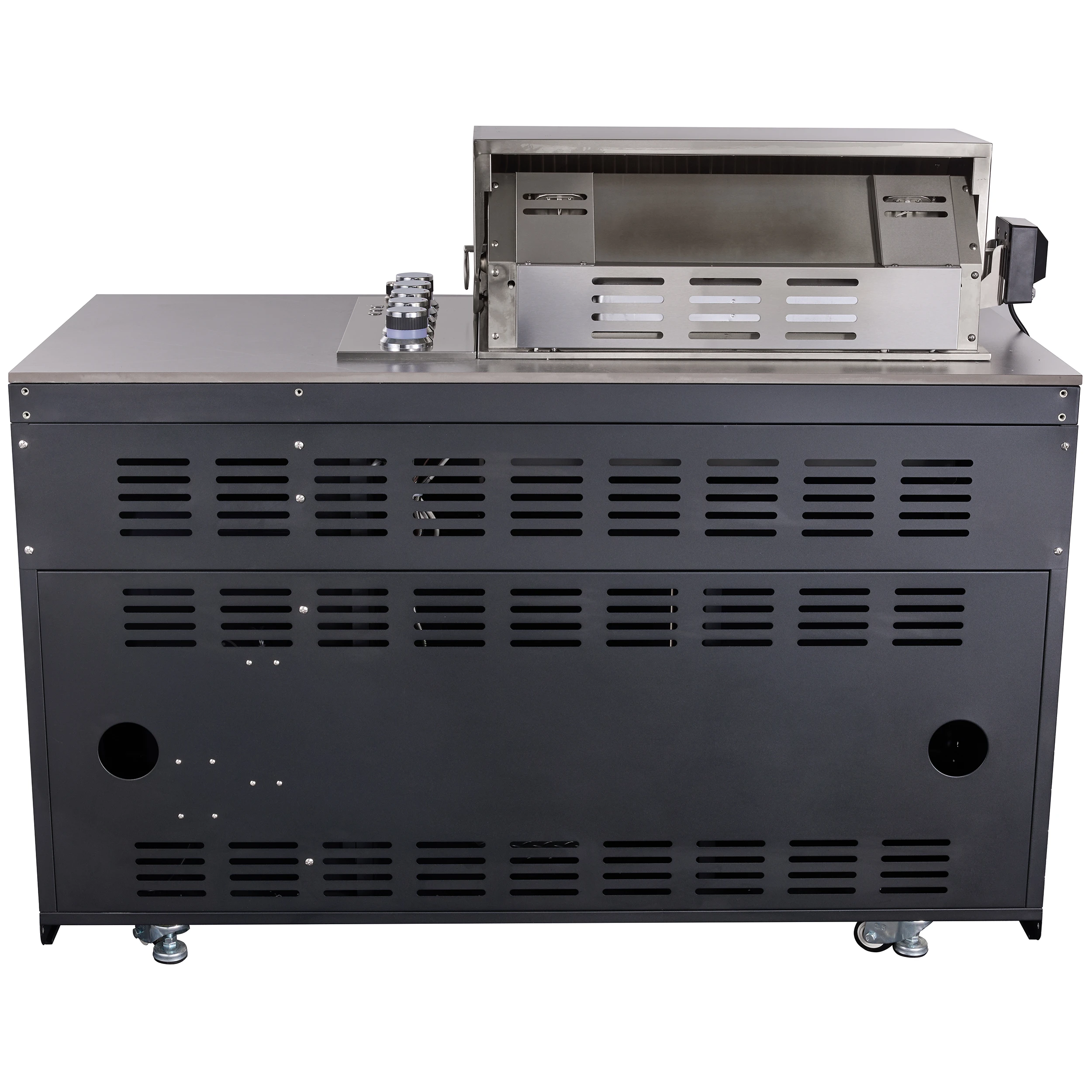 Rimini Outdoor Kitchen 30" BBQ 62,600 BTU, 3 Burners with Sear & Rotisserie, 2.4 cu.ft. Beverage Center, Sink, Cabinets & Sintered Stone Countertop FODKT2544BLK