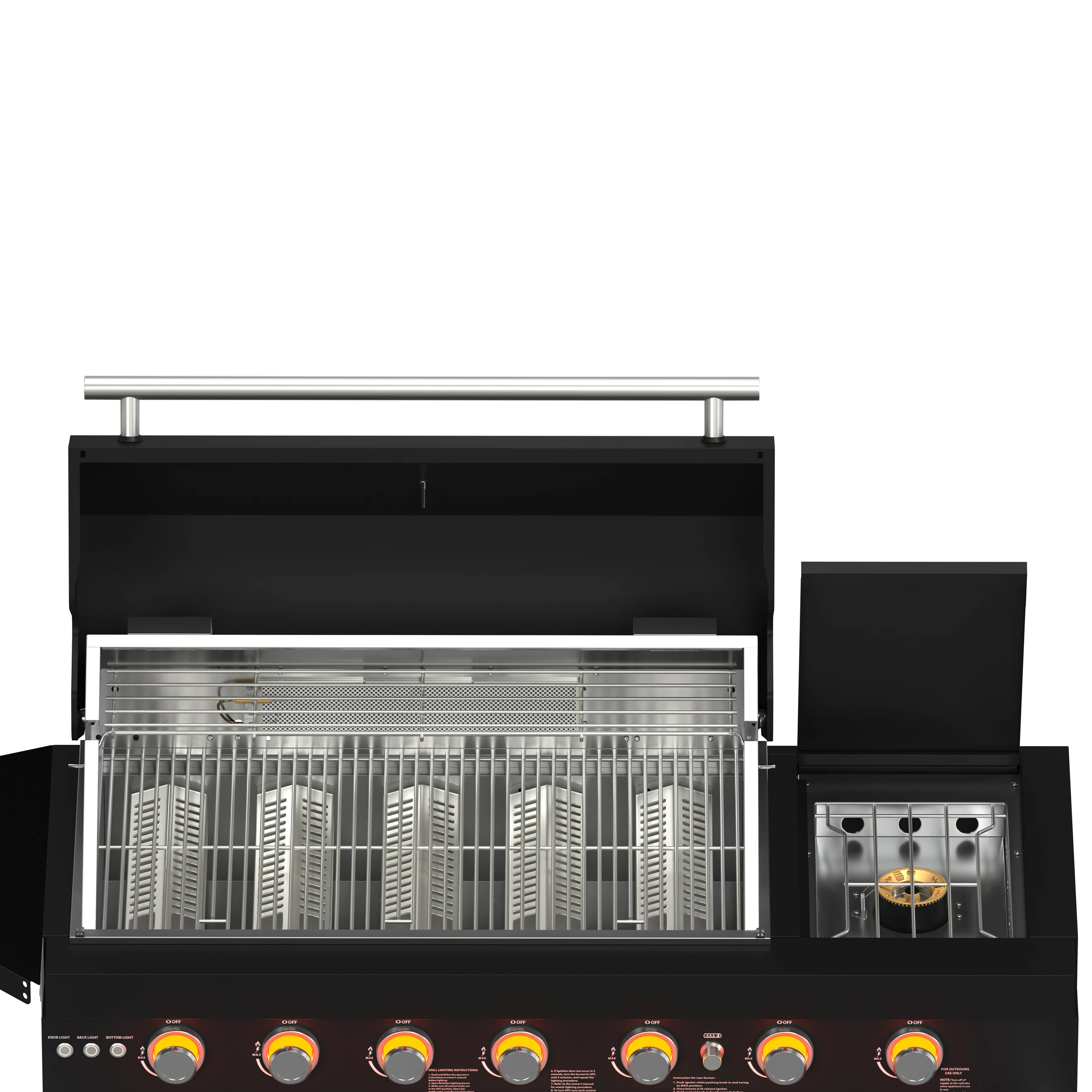 All’Aperto 87,600 BTU Outdoor Kitchen, 4 Burners, Infrared Burners, Side Burner, Sintered Stone Countertops, Gas Pizza Oven, Sink Module, Bar & Beverage Center FODKT2551BLK