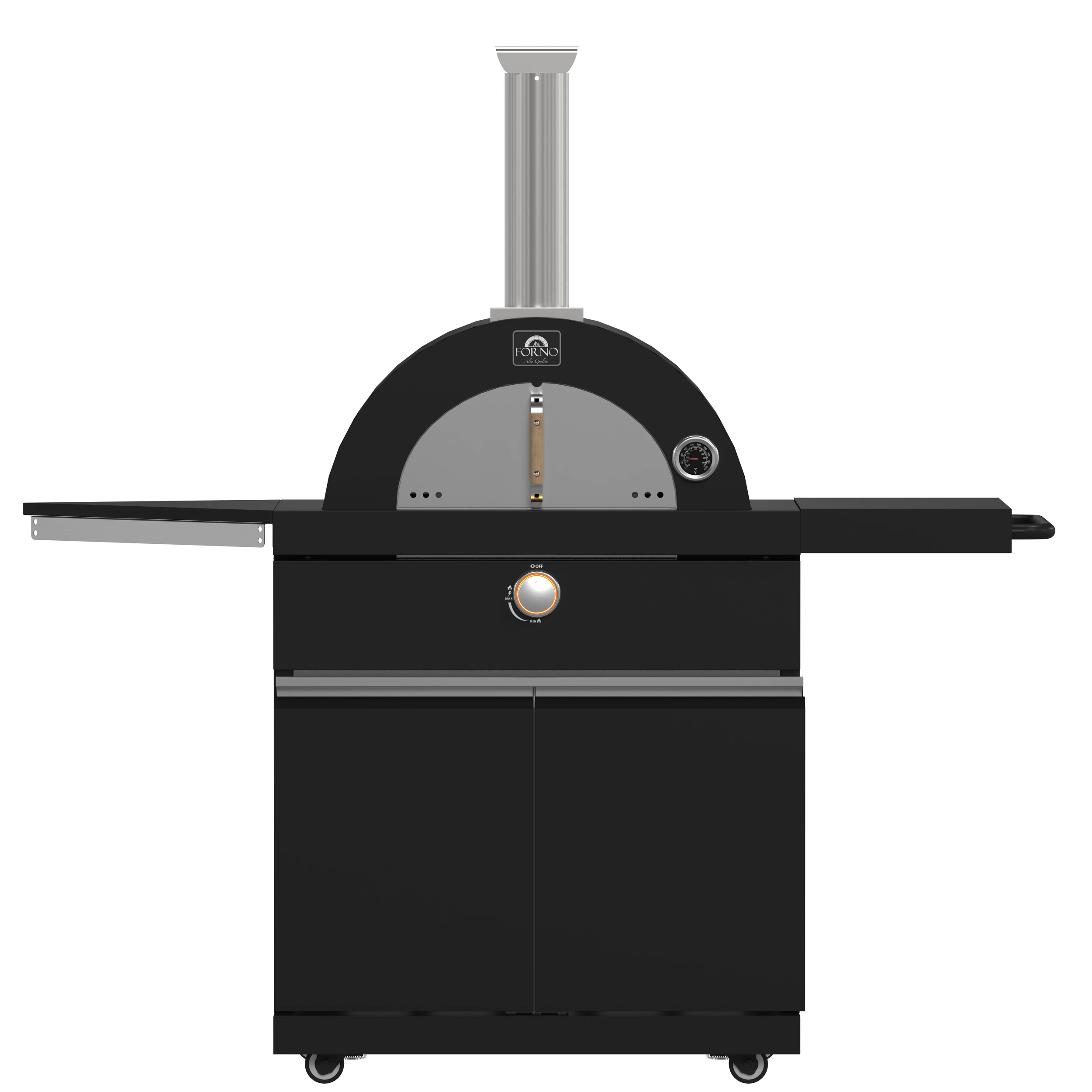 All’Aperto 87,600 BTU Outdoor Kitchen, 4 Burners, Infrared Burners, Side Burner, Sintered Stone Countertops, Gas Pizza Oven, Sink Module, Bar & Beverage Center FODKT2551BLK