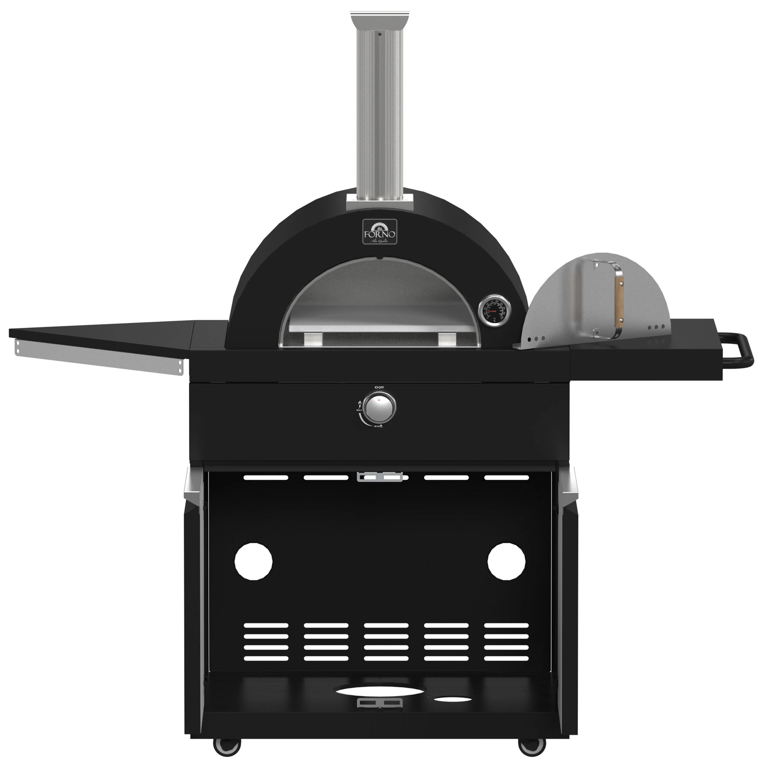 All’Aperto 99,600 BTU Outdoor Kitchen, 5 Burners, Infrared Burners, Side Burner, Sintered Stone Countertops, Gas Pizza Oven, Sink Module, Bar & Beverage Center FODKT2568BLK