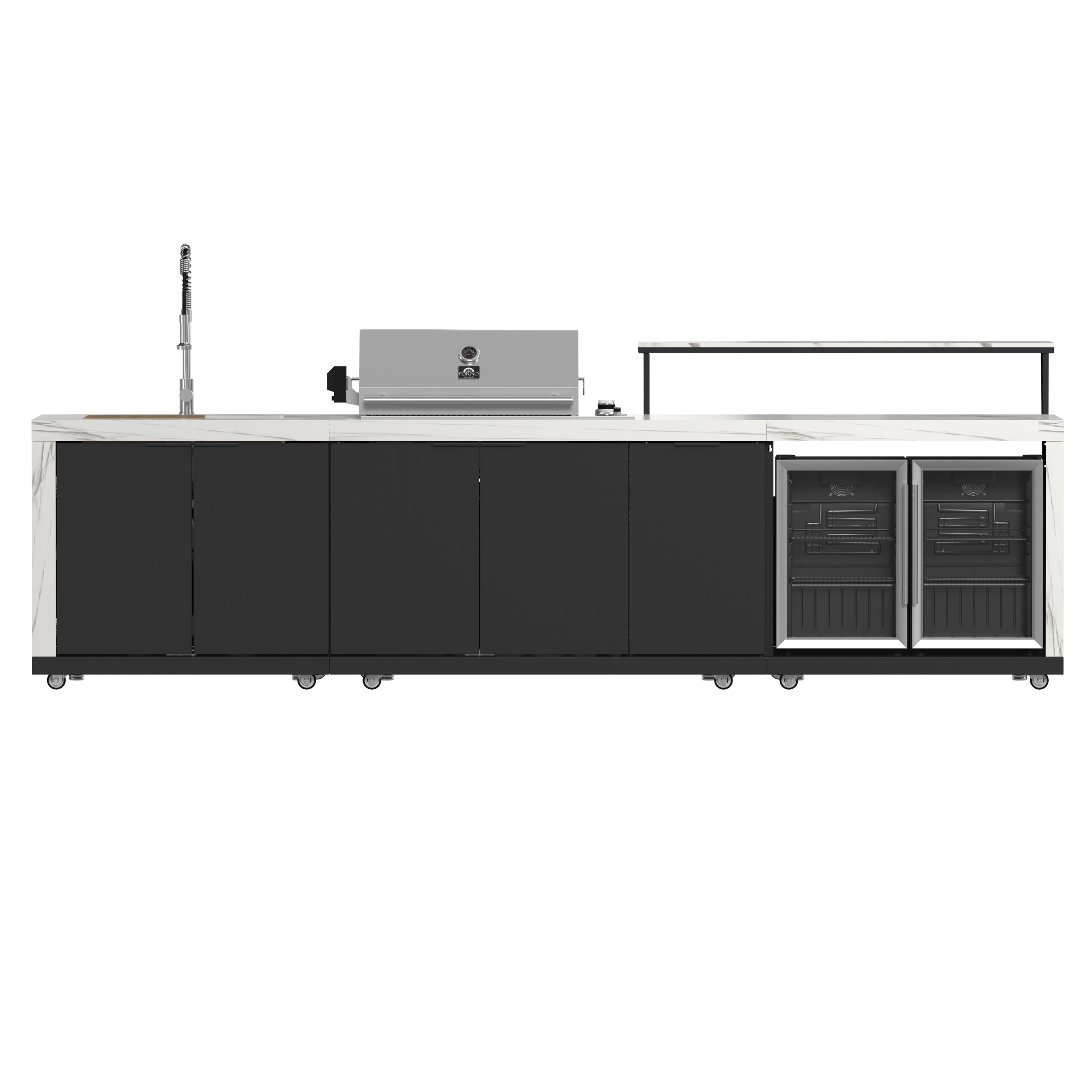 Rimini Outdoor Kitchen: 30" BBQ 62,600 BTU, 4.8 cu.ft. Refrigerators, Countertops FODKT2575WHT