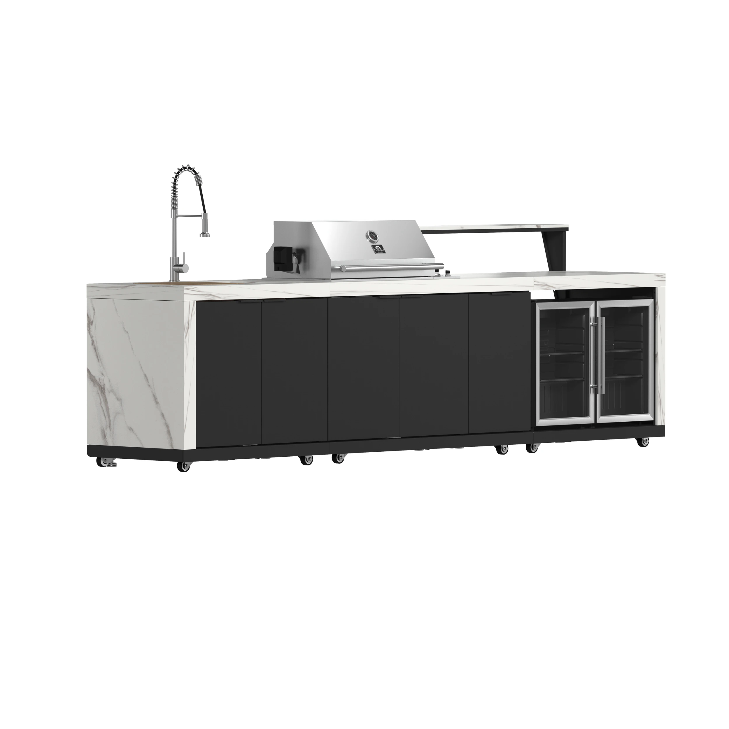 Rimini Outdoor Kitchen: 30" BBQ 62,600 BTU, 4.8 cu.ft. Refrigerators, Countertops FODKT2575WHT