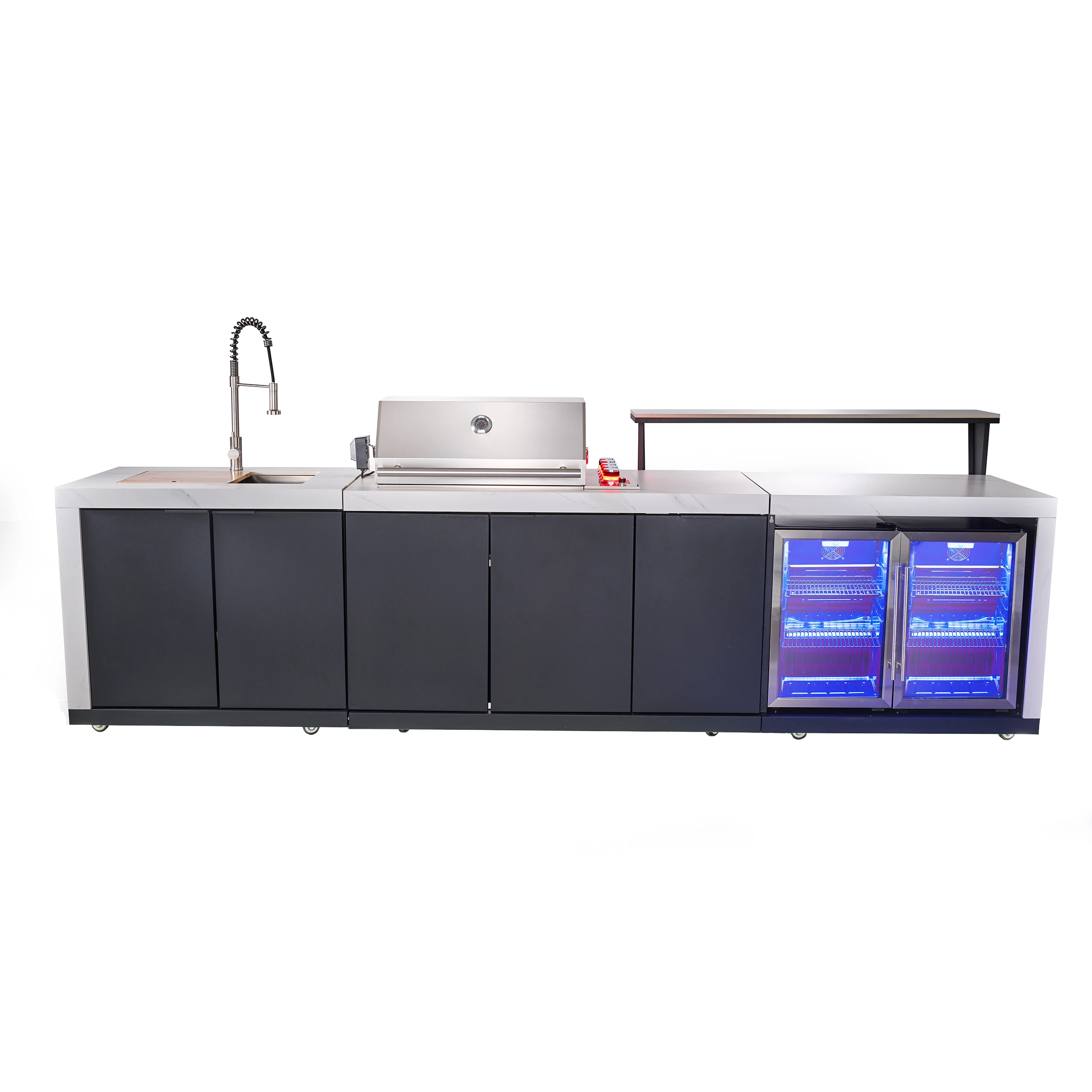 Rimini Outdoor Kitchen: 30" BBQ 62,600 BTU, 4.8 cu.ft. Refrigerators, Countertops FODKT2575WHT