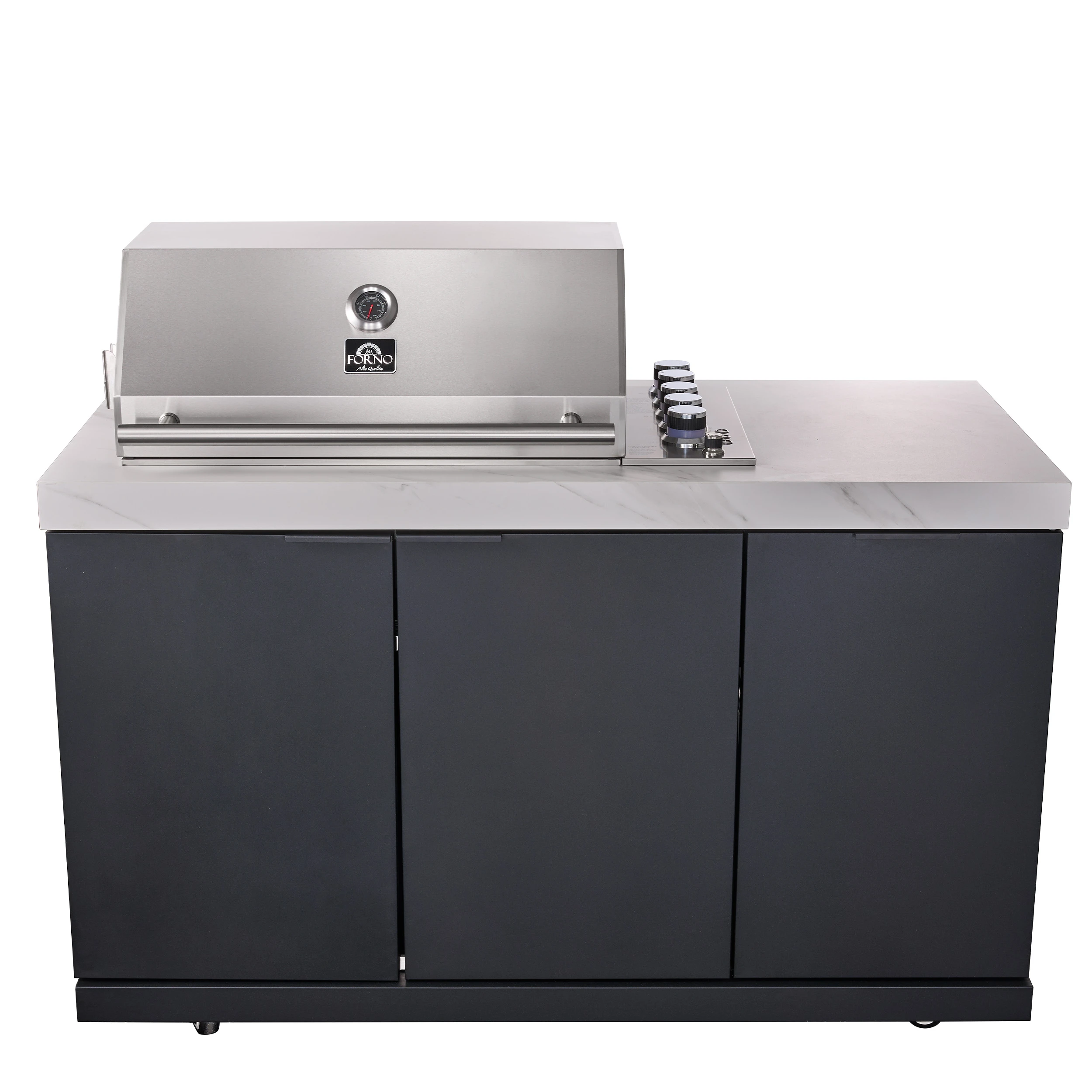 Rimini Outdoor Kitchen: 30" BBQ 62,600 BTU, 4.8 cu.ft. Refrigerators, Countertops FODKT2575WHT