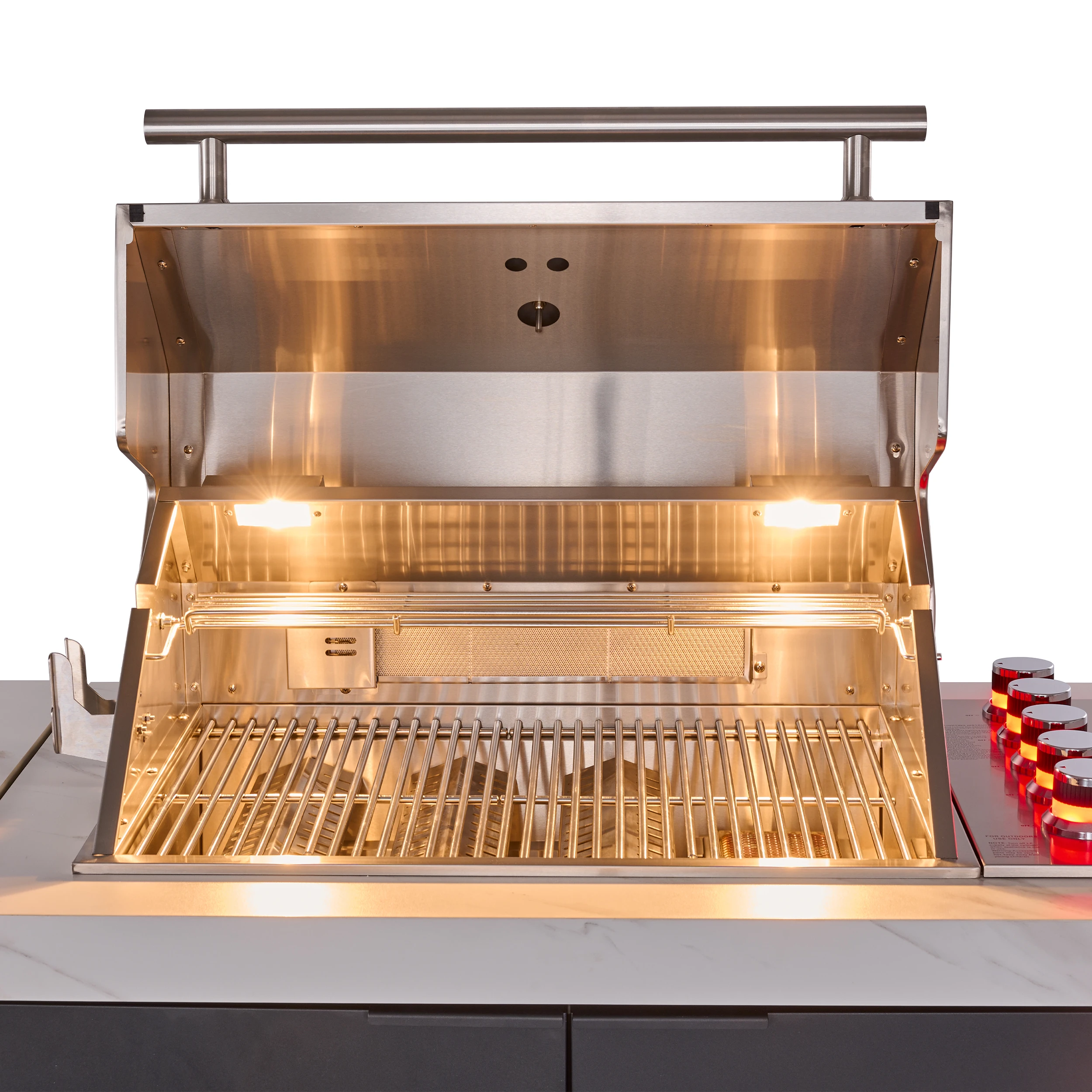 Rimini Outdoor Kitchen: 30" BBQ 62,600 BTU, 4.8 cu.ft. Refrigerators, Countertops FODKT2575WHT