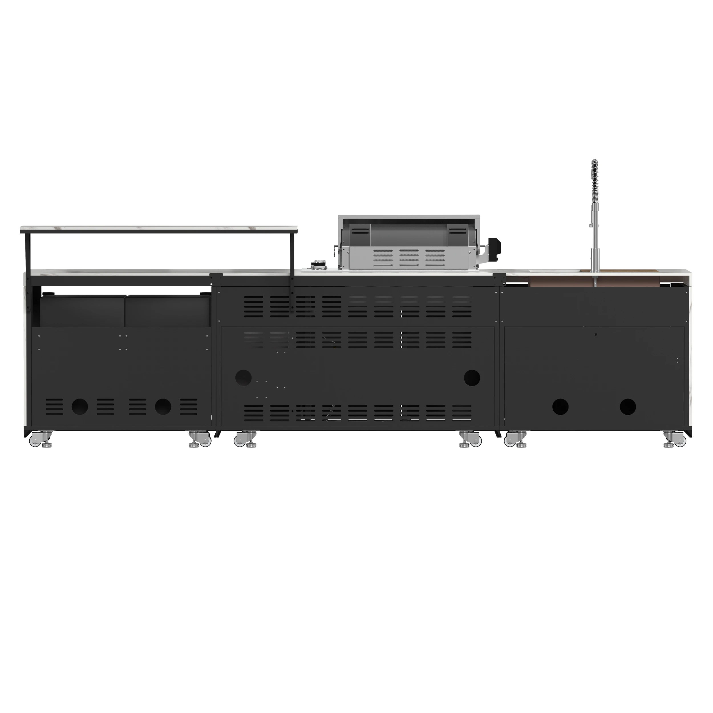 Rimini Outdoor Kitchen: 30" BBQ 62,600 BTU, 4.8 cu.ft. Refrigerators, Countertops FODKT2575WHT