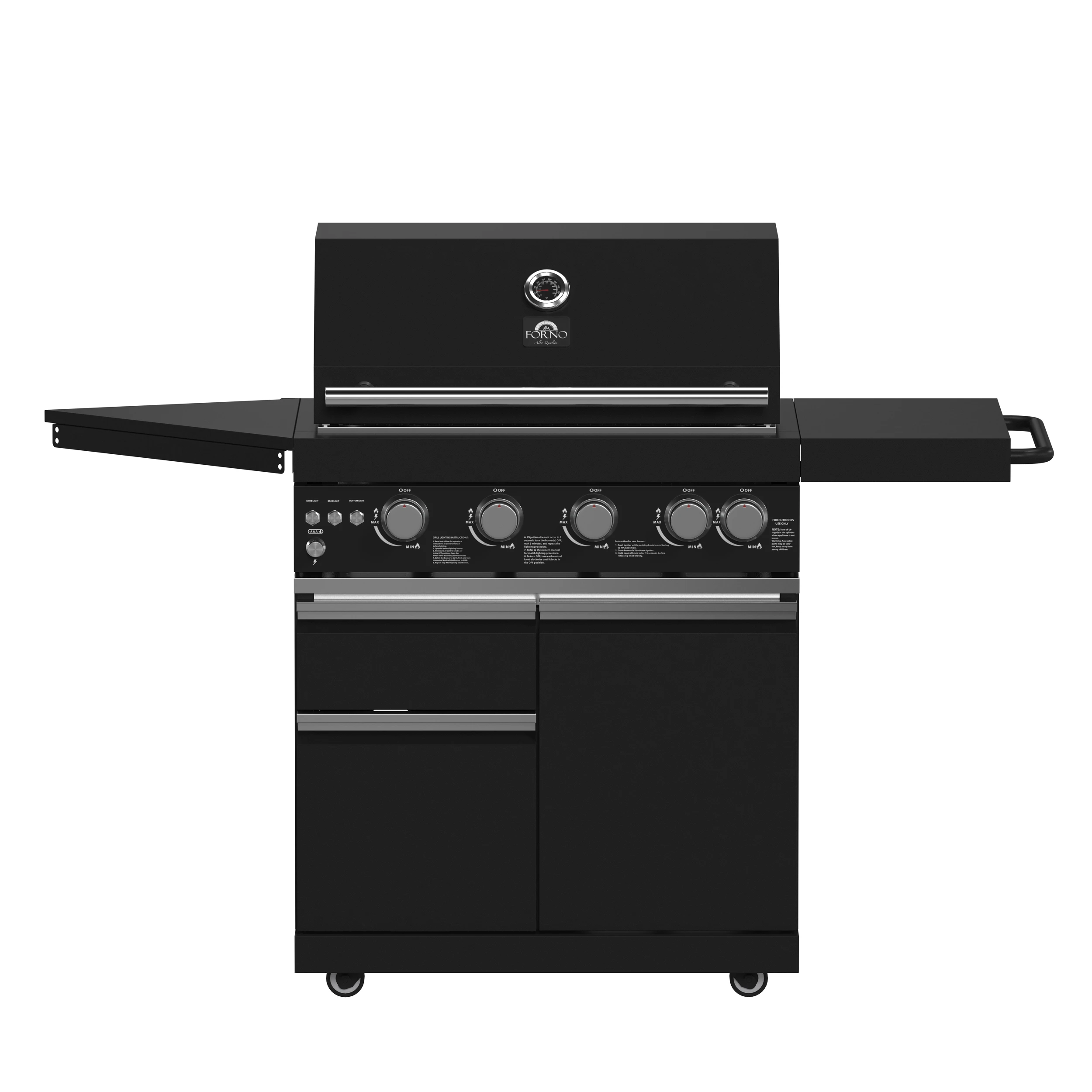 All’Aperto 62,600 BTU BBQ, 3 Burners, Infrared Burners, Sink Module, Sintered Stone Countertops, Bar and Beverage Center FODKT2582BLK