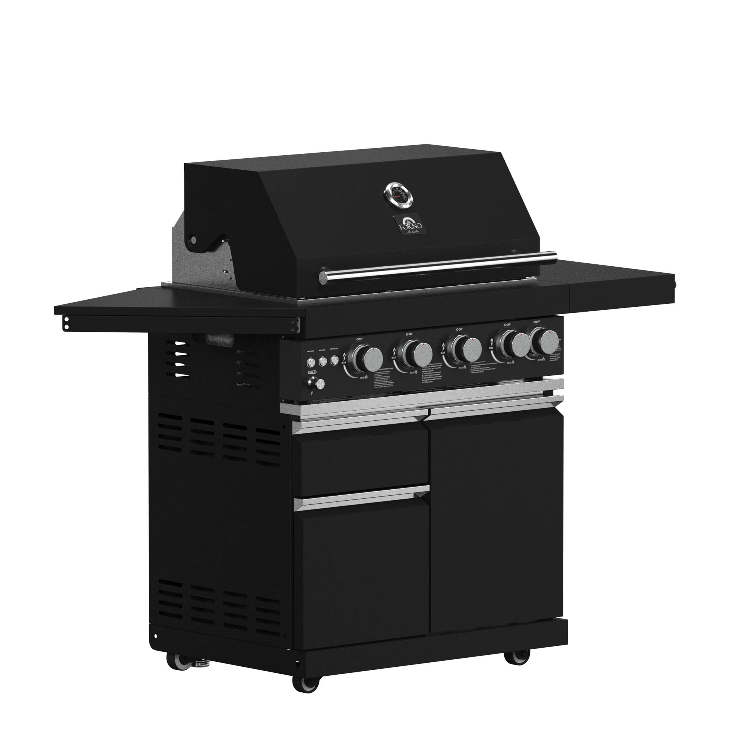 All’Aperto 62,600 BTU BBQ, 3 Burners, Infrared Burners, Sink Module, Sintered Stone Countertops, Bar and Beverage Center FODKT2582BLK