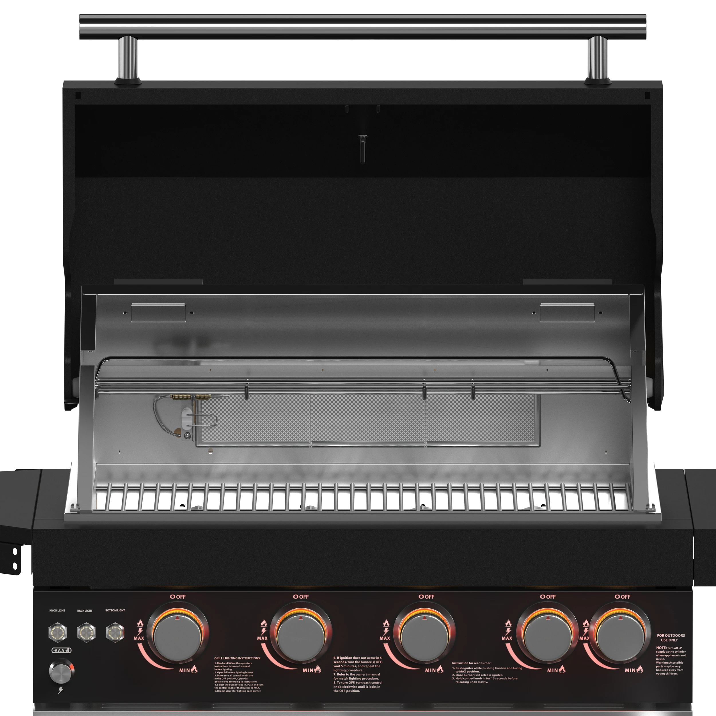 All’Aperto 62,600 BTU BBQ, 3 Burners, Infrared Burners, Sink Module, Sintered Stone Countertops, Bar and Beverage Center FODKT2582BLK