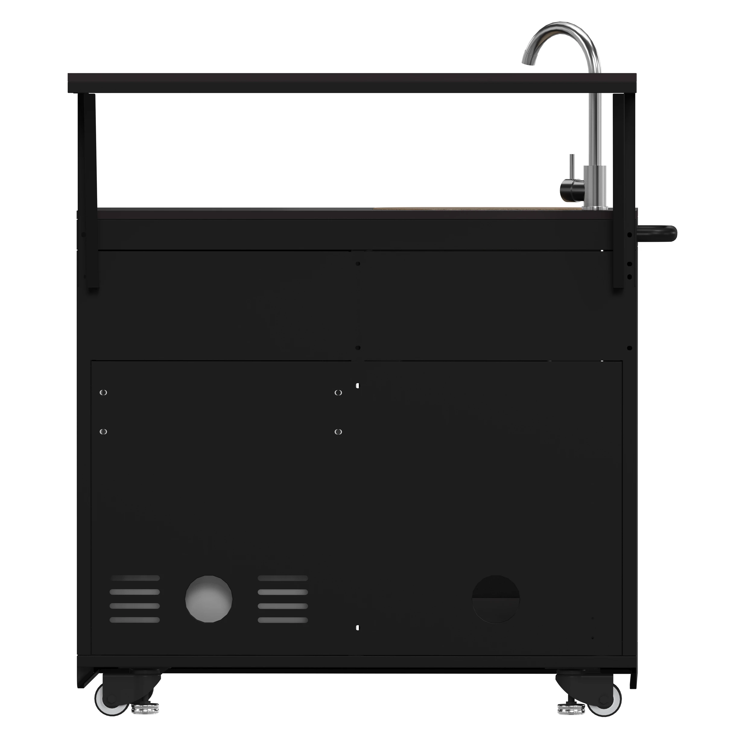 All’Aperto 62,600 BTU BBQ, 3 Burners, Infrared Burners, Sink Module, Sintered Stone Countertops, Bar and Beverage Center FODKT2582BLK