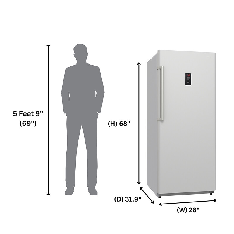 Conserv 17cf Upright Freezer CONVERTIBLE REF Garage Ready E-Star 28in wide 110V FR1700WREV