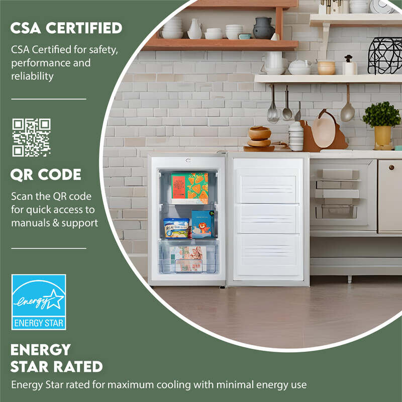 Conserv 3cf Compact Upright Freezer REVERSIBLE DOOR Freestanding 110V E-Star FR300SG