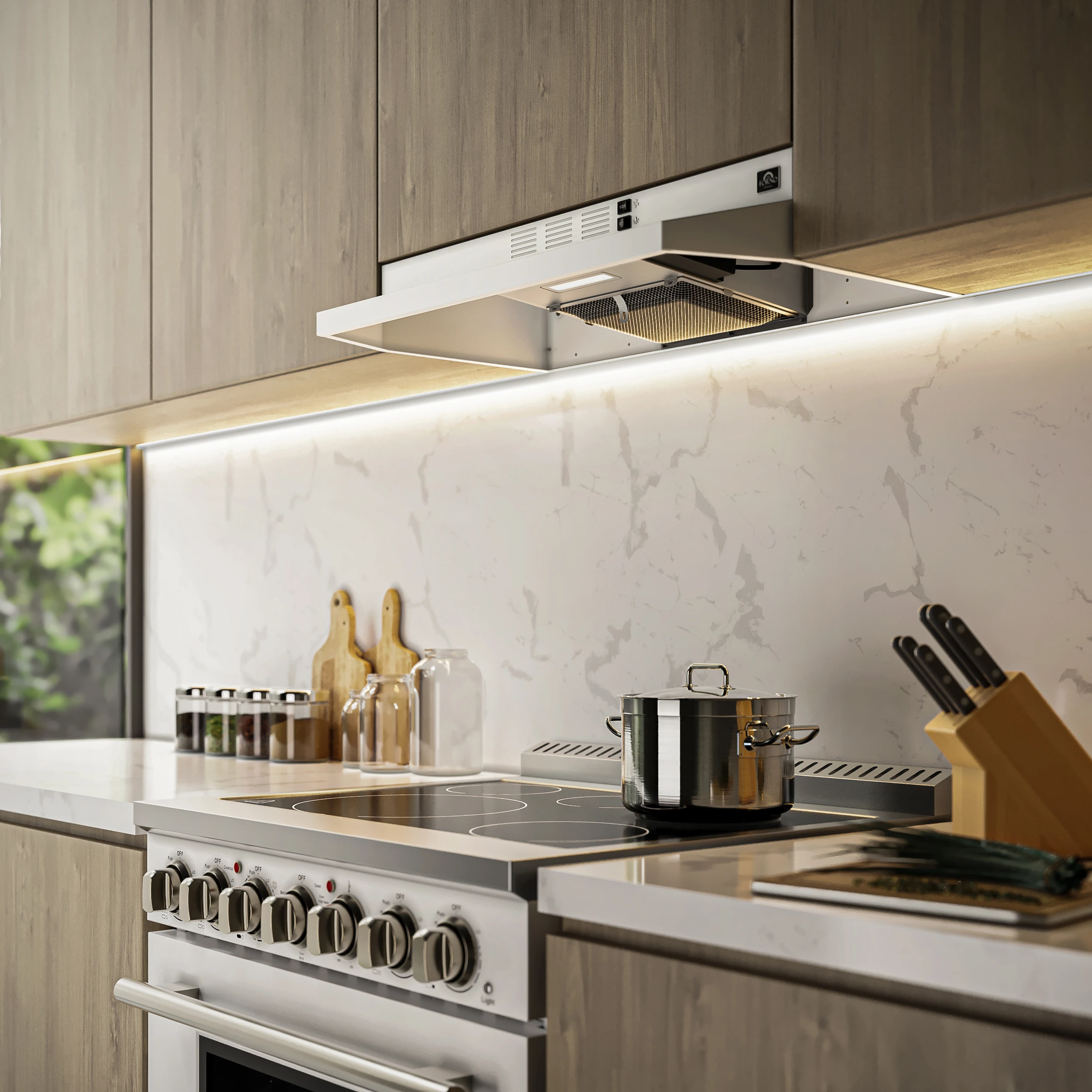 Cappa 30-Inch Under Cabinet Range Hood, , 200 CFM, Convertible, LED Lighting FRHUC520030WHT