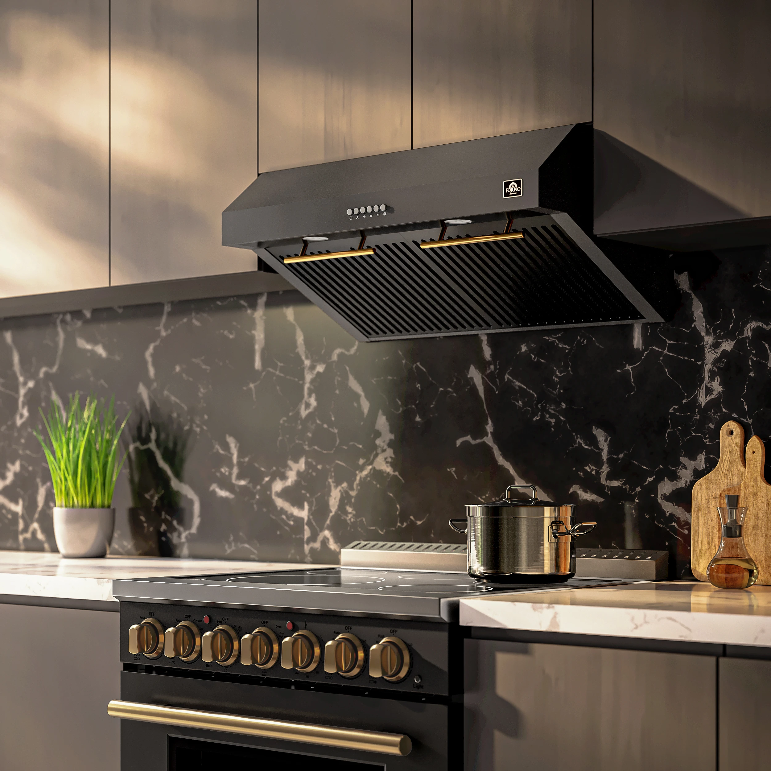Bari Espresso 30-Inch Under Cabinet Range Hood, , 600 CFM, LED Lighting, Dishwasher-Safe Baffle Filters, 3-Speed Fan Control FRHUC525530BLK