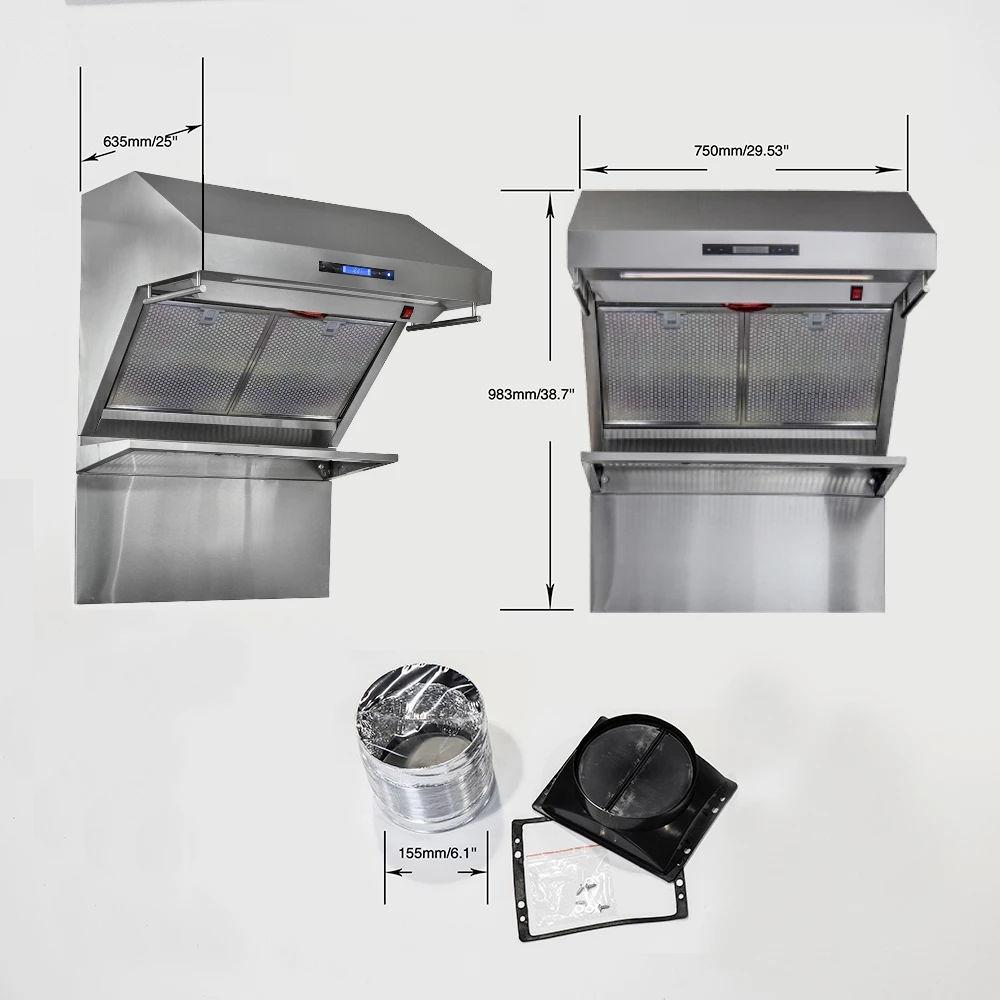 Savona 30-Inch Wall Mount Range Hood, Hybrid Filters, Backsplash Included FRHWM502930HB