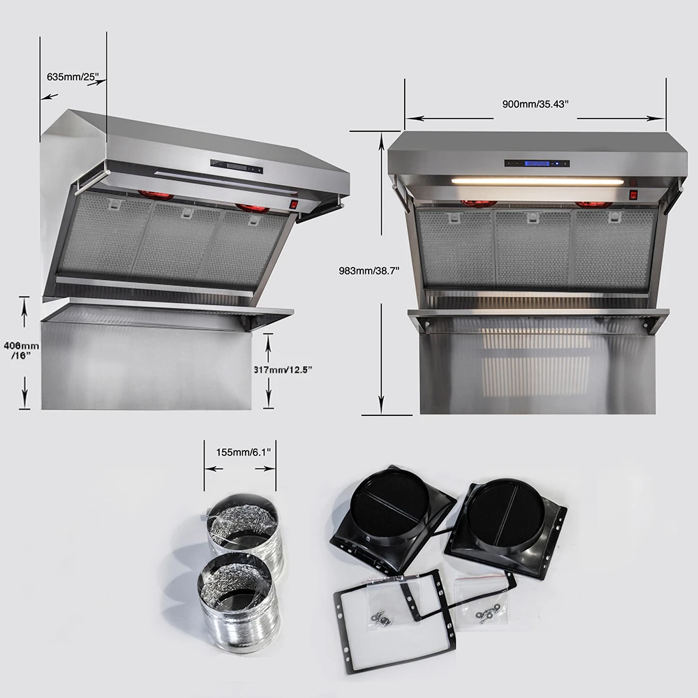 Savona 36-Inch Wall Mount Range Hood, Hybrid Filters, Backsplash Included FRHWM502936HB