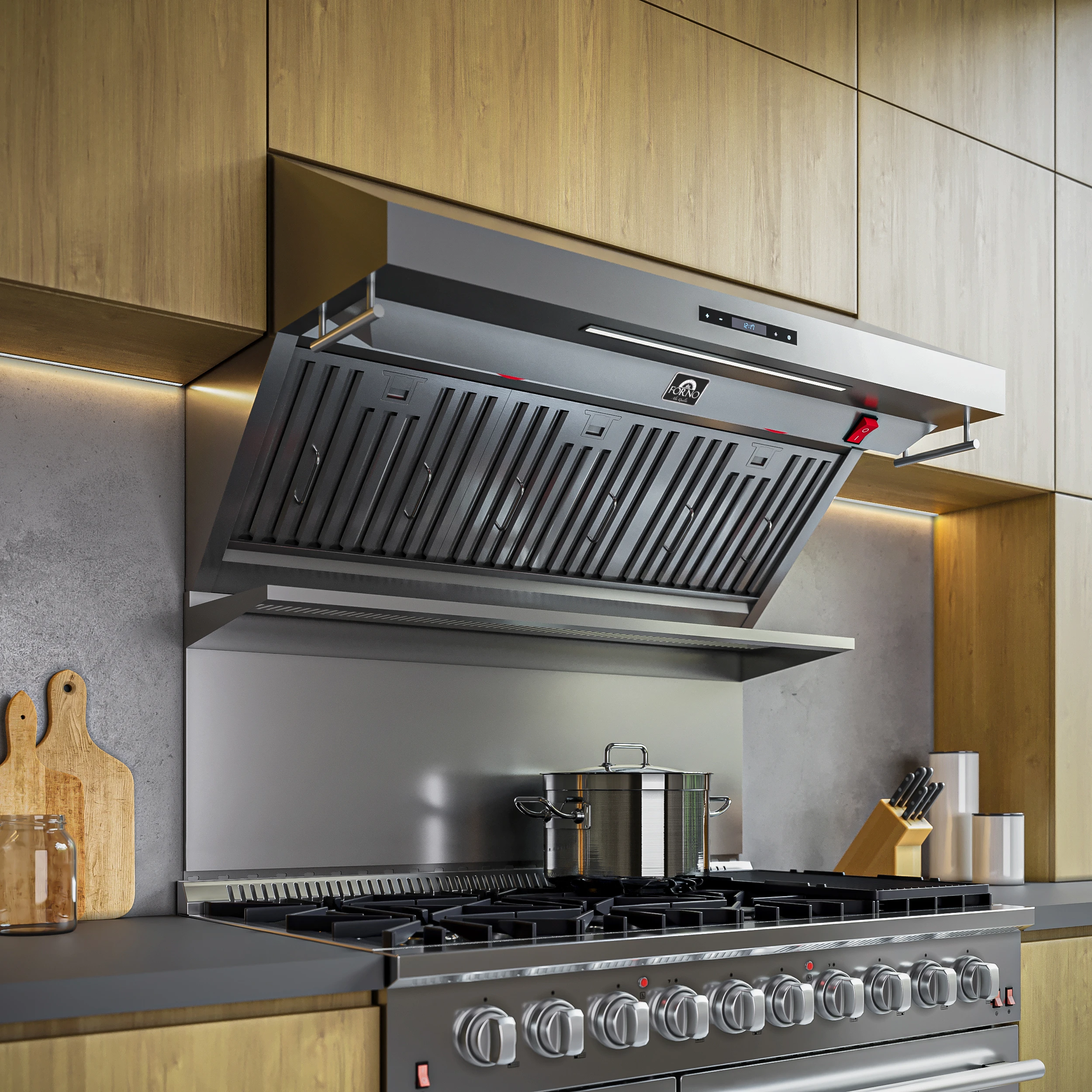 Savona 48-Inch Wall Mount Range Hood, Baffle Filters, Backsplash Included FRHWM502948