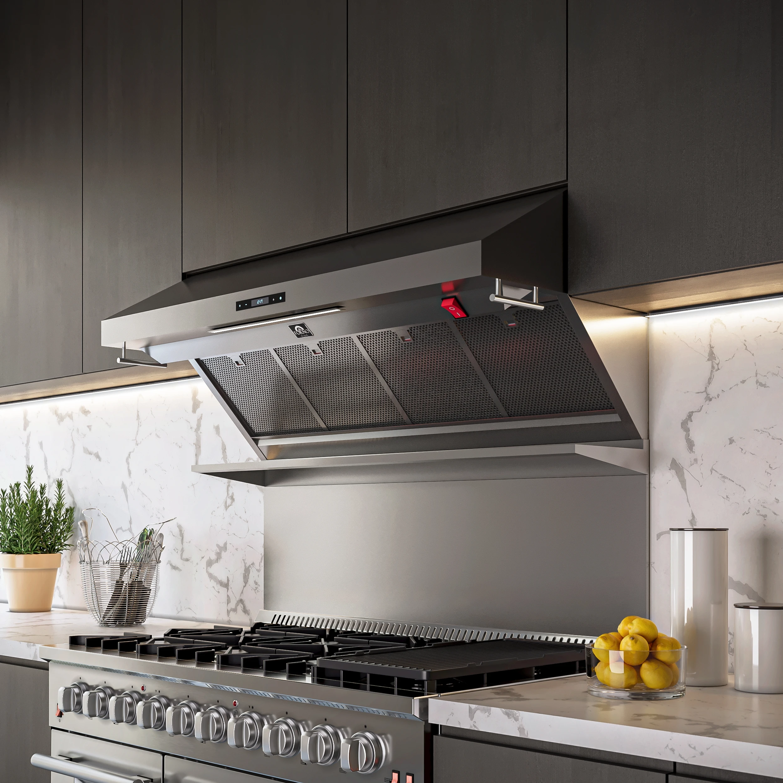 Savona 48-Inch Wall Mount Range Hood, Hybrid Filters, Backsplash Included FRHWM502948HB