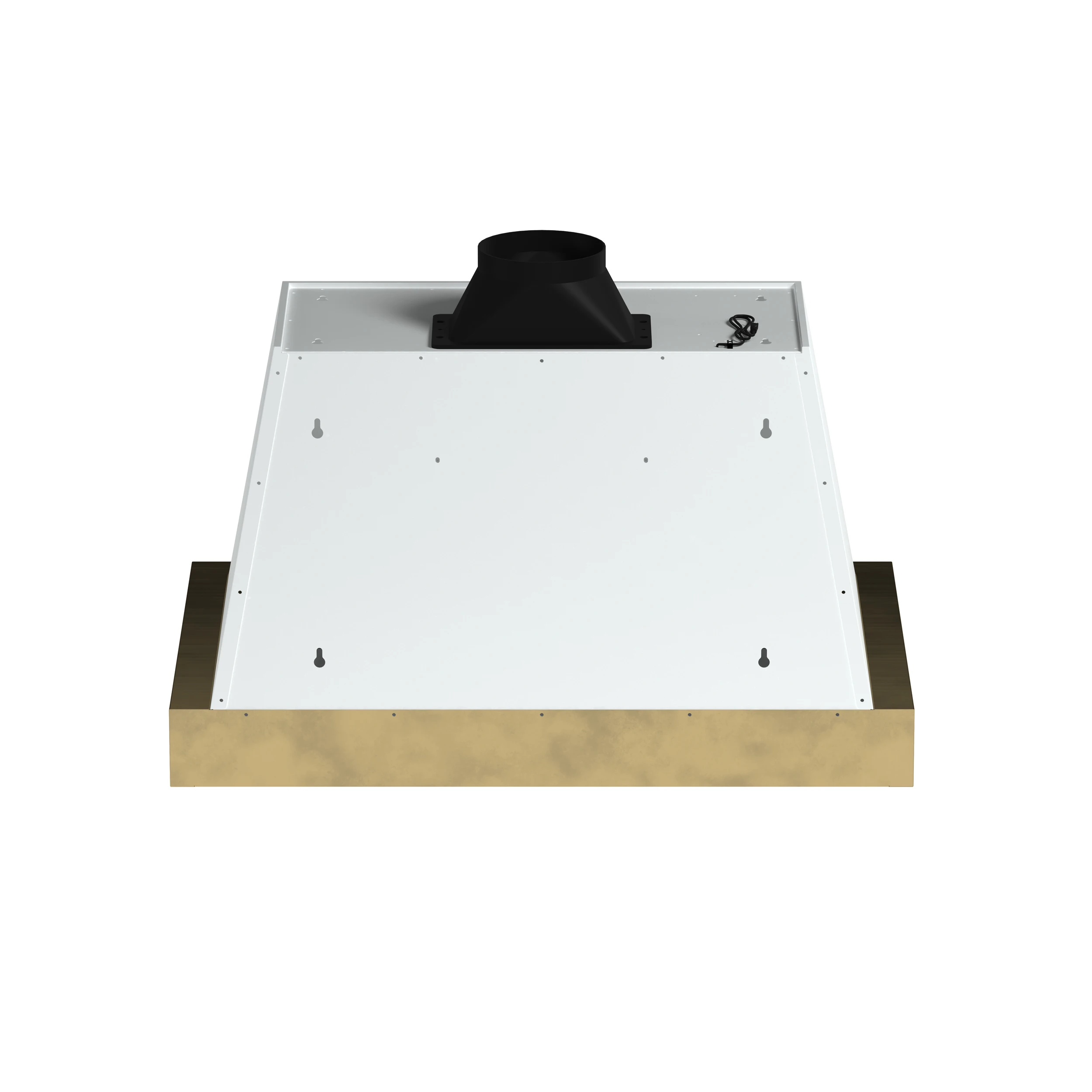 Vittorio 36-Inch Wall Mount Range Hood, White with Antique Brass Trim, 600 CFM Airflow, Dishwasher-Safe Baffle Filters, Remote Control, 3-Speed Fan, Bright LED Lighting. FRHWM507836WHT