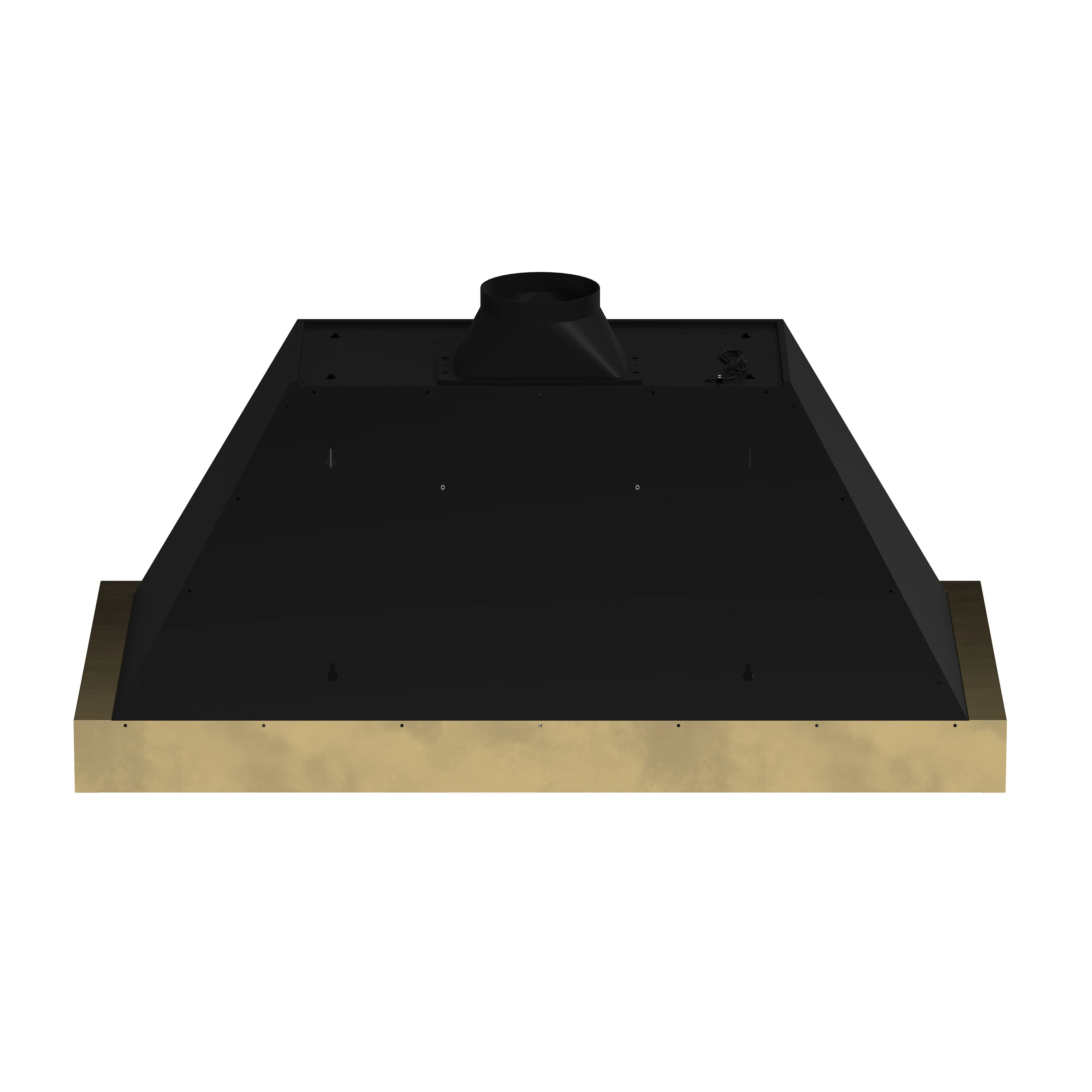 Vittorio 48-Inch Wall Mount Range Hood, Black with Antique Brass Trim, 600 CFM Airflow, Dishwasher-Safe Baffle Filters, Remote Control, 3-Speed Fan, Bright LED Lighting. FRHWM507848BLK
