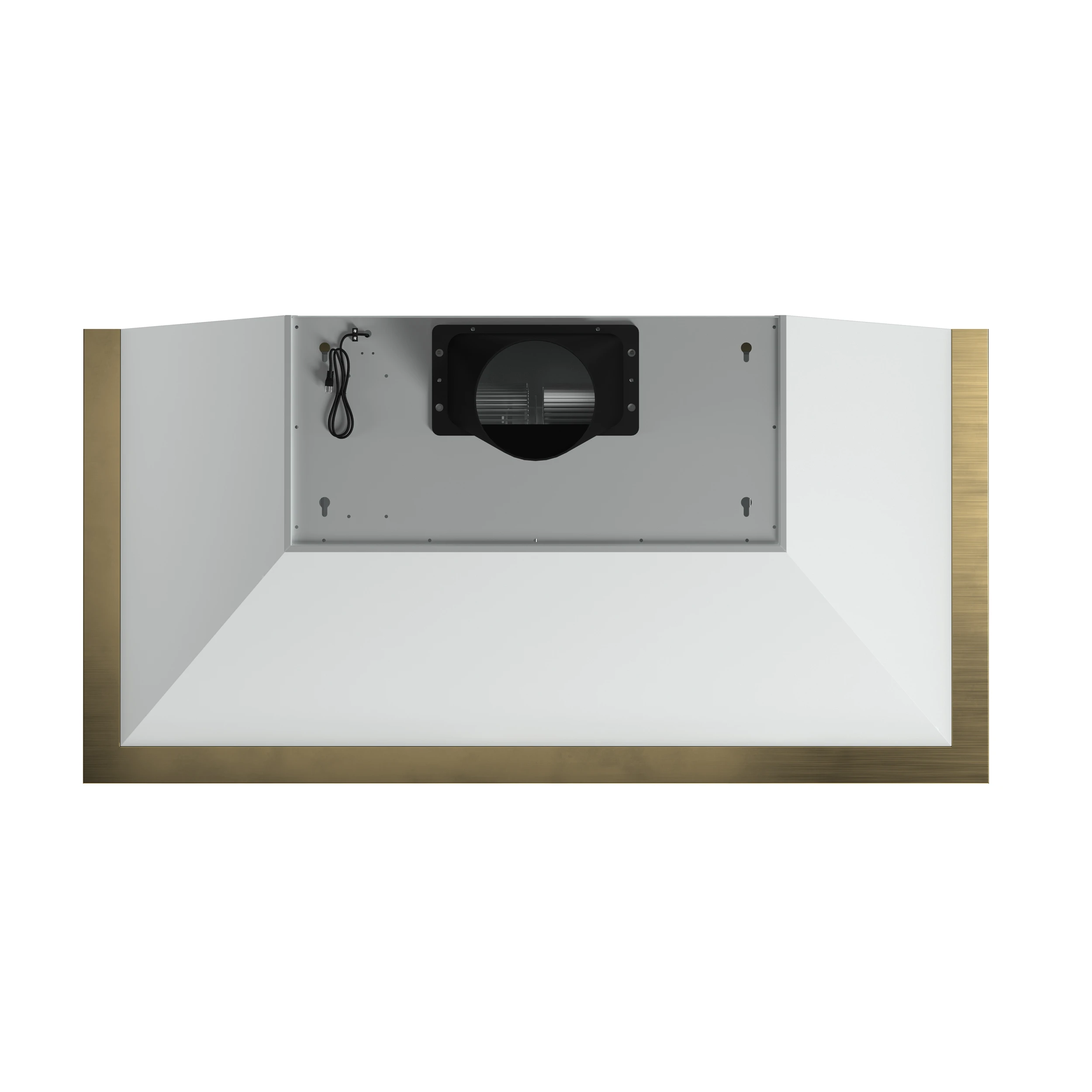 Vittorio 48-Inch Wall Mount Range Hood, White with Antique Brass Trim, 600 CFM Airflow, Dishwasher-Safe Baffle Filters, Remote Control, 3-Speed Fan, Bright LED Lighting FRHWM507848WHT