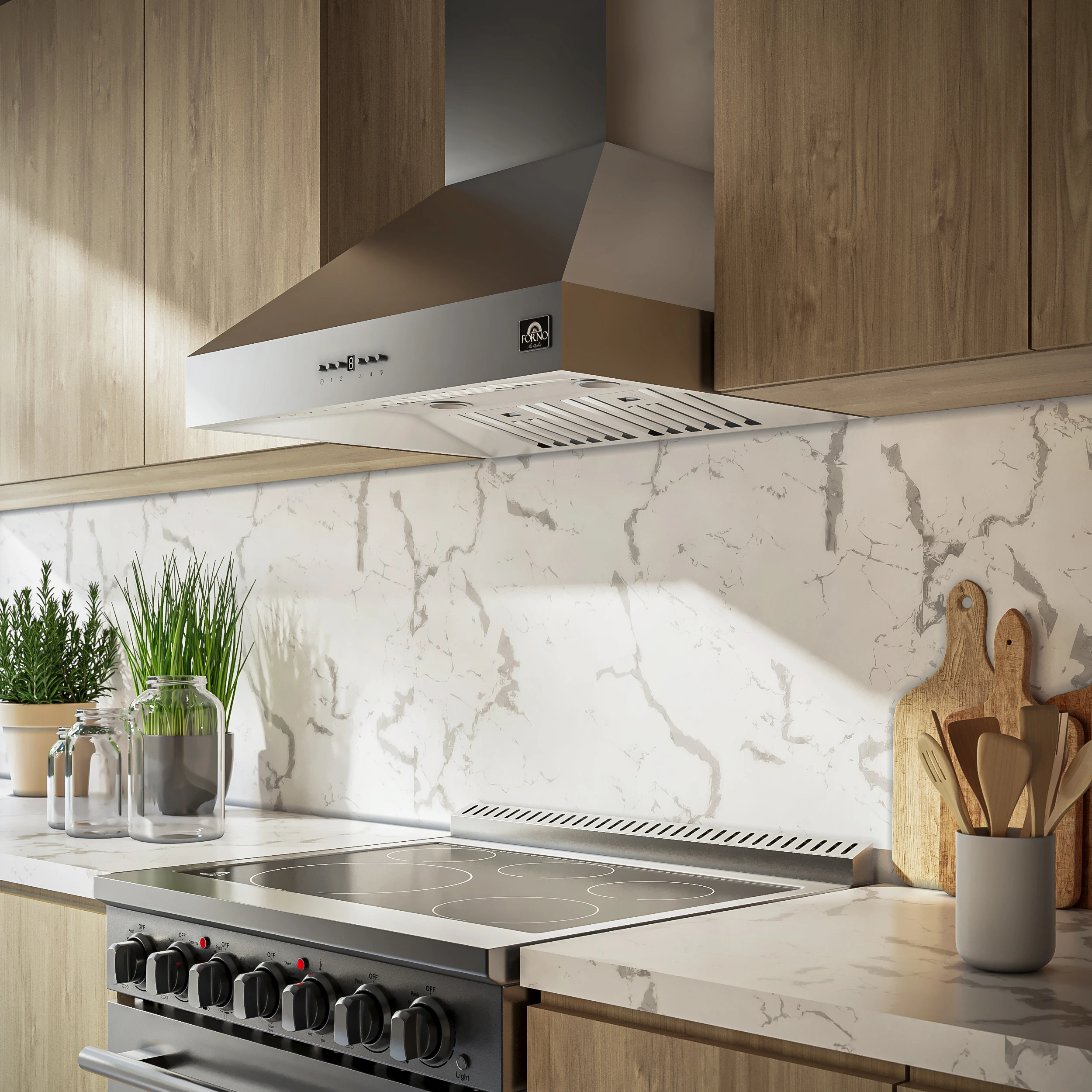 Orvieto 30-Inch Wall Mount Range Hood, LED Lighting, Heavy Duty, FRHWM509430
