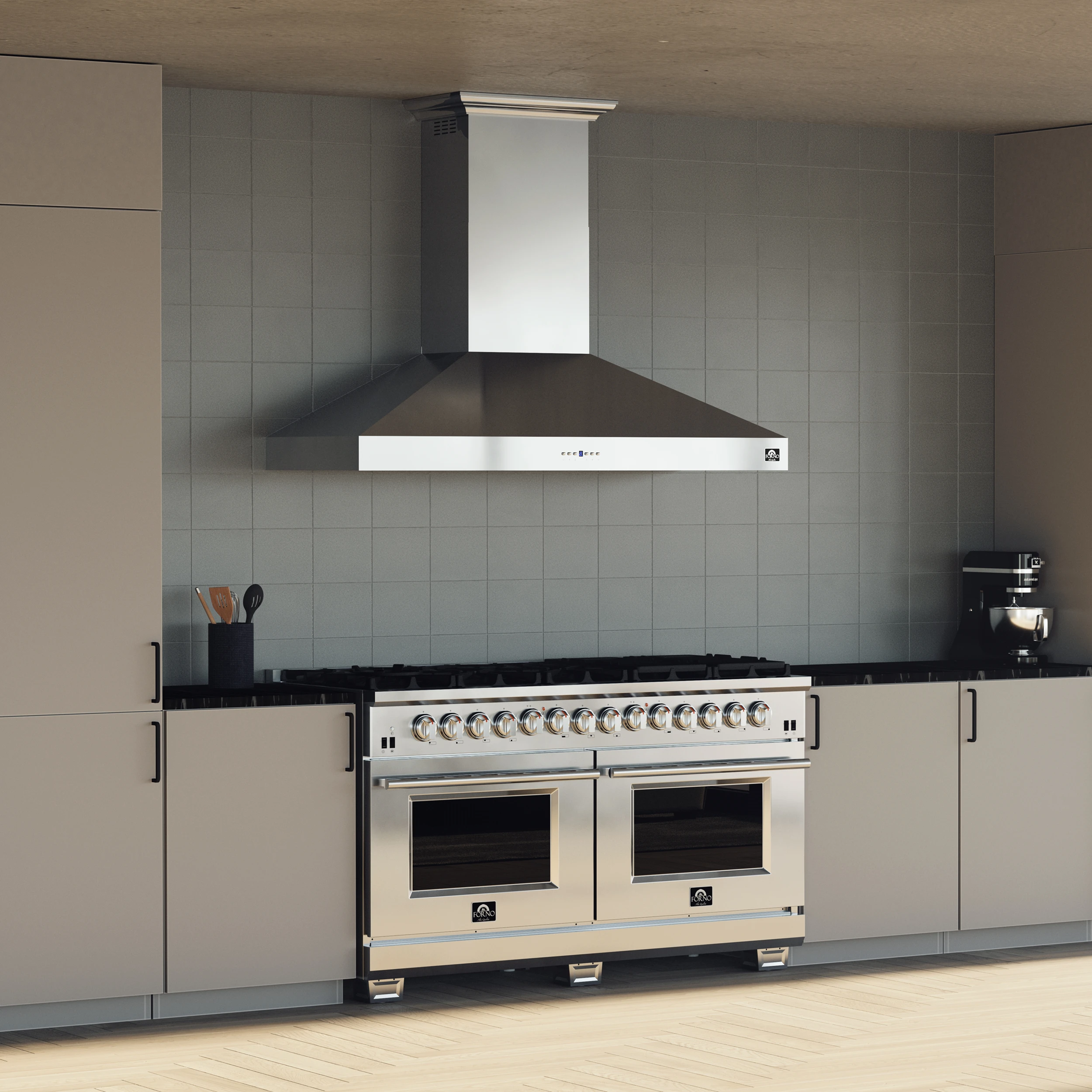 Orvieto 60-Inch Wall Mount Range Hood, LED Lighting, Heavy Duty, FRHWM509460