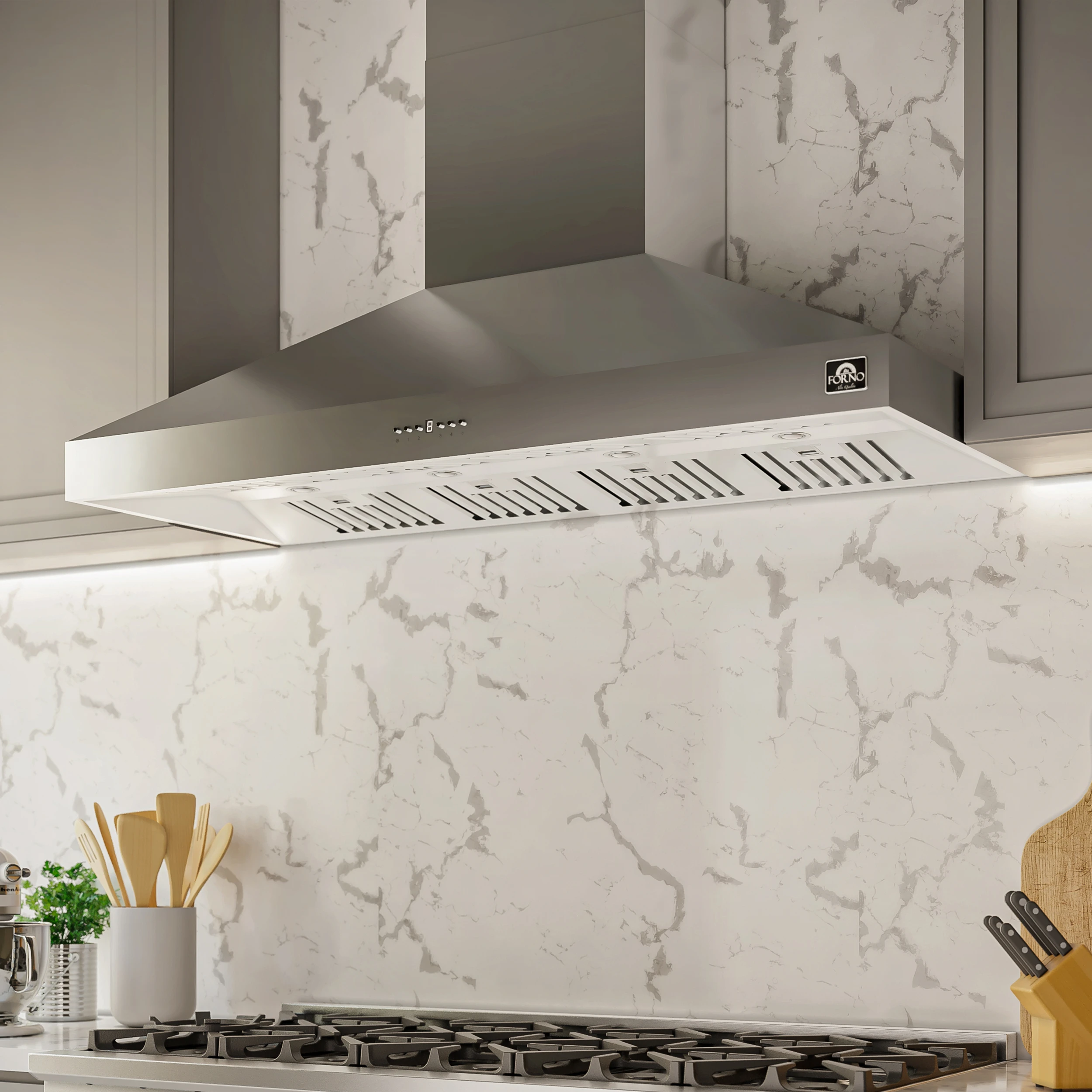 Orvieto 60-Inch Wall Mount Range Hood, LED Lighting, Heavy Duty, FRHWM509460