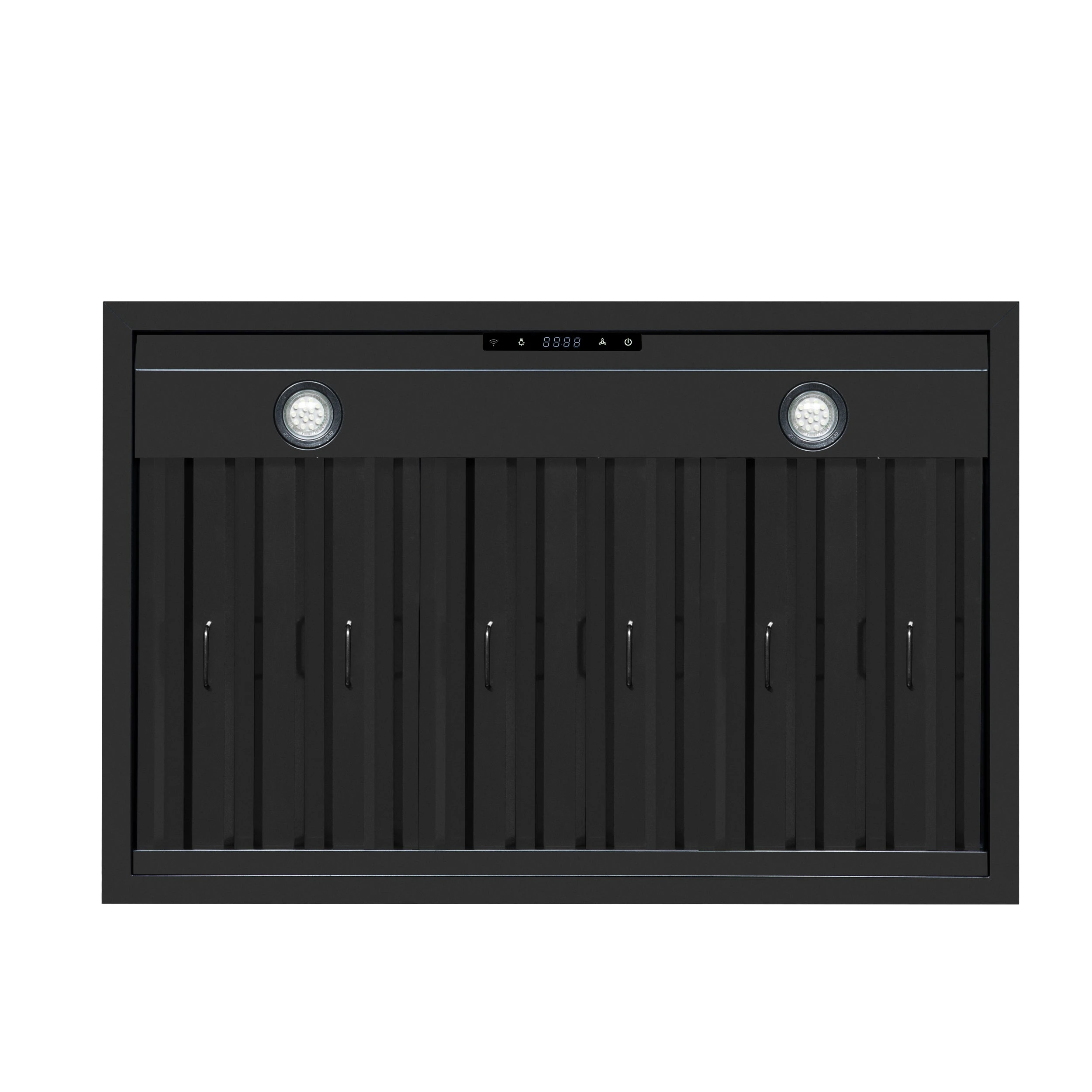 Valente 36" Range Hood in with 427 CFM, 3 speeds, Dishwasher safe Baffle filters, LED Lights and Remote Control FRHWM509936CPBLK