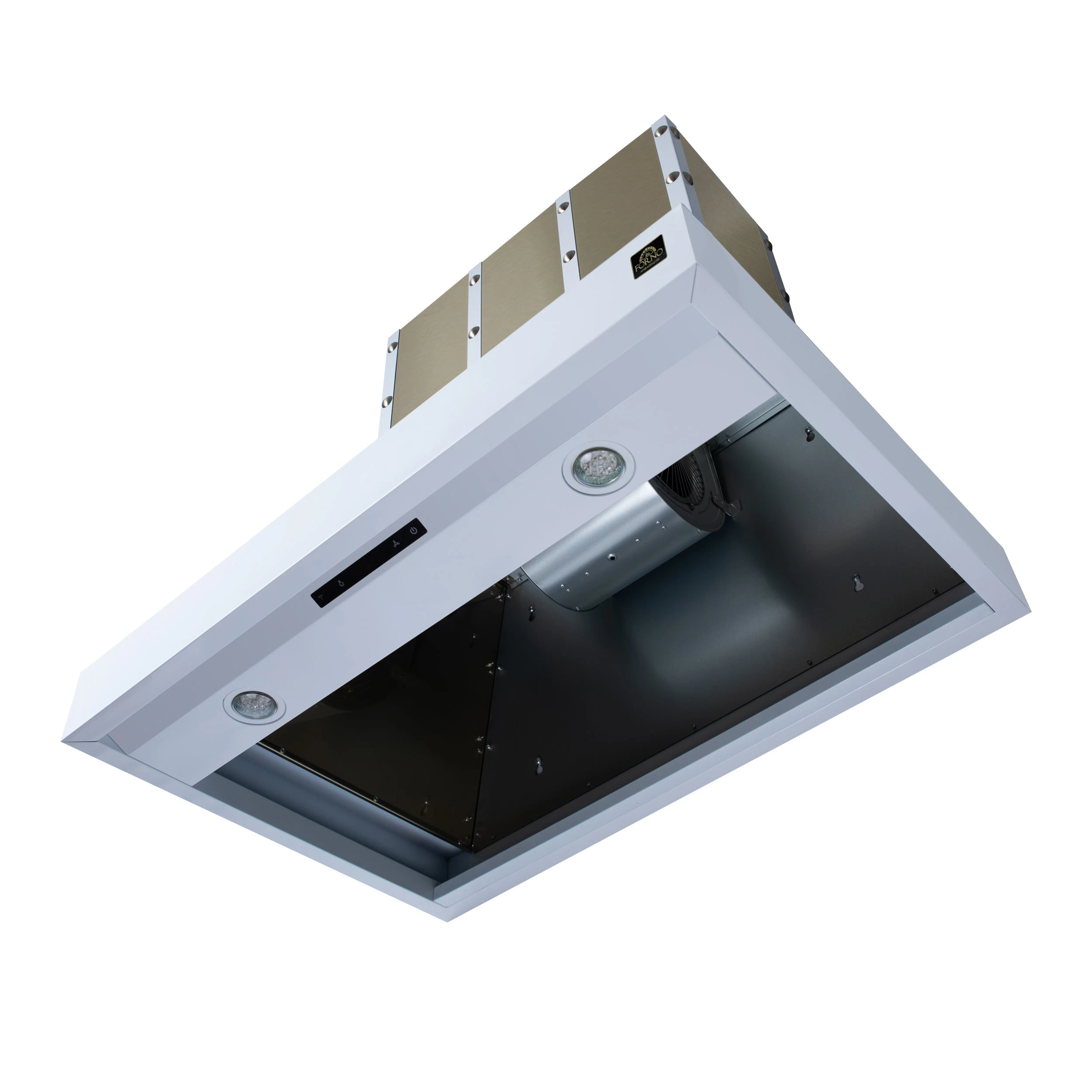 Valente 36" Range Hood in with 427 CFM, 3 speeds, Dishwasher safe Baffle filters, LED Lights and Remote Control FRHWM509936CPWHT