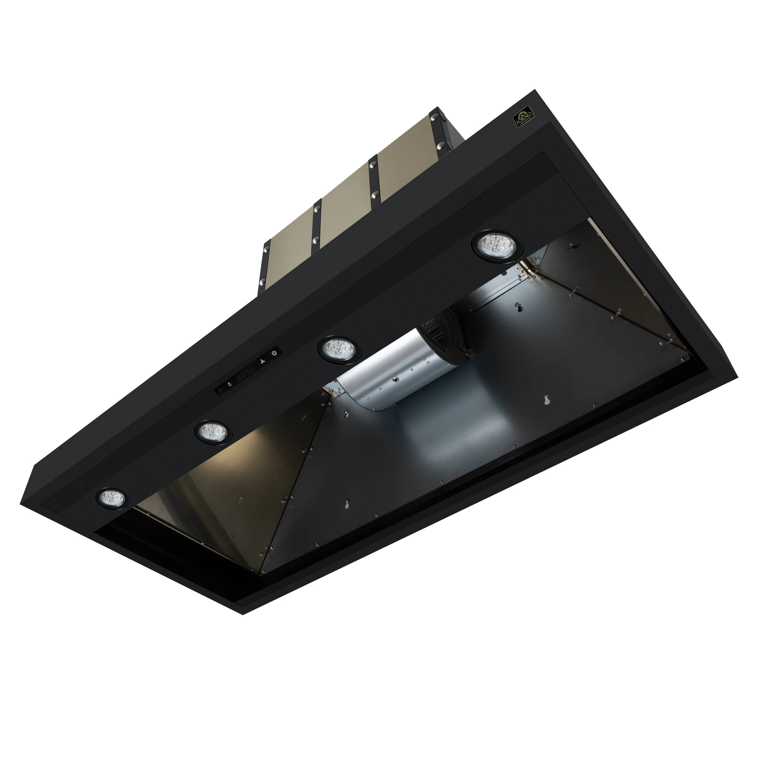 Valente 48" Range Hood in with 304 CFM, 3 speeds, Dishwasher safe Baffle filters, LED Lights and Remote Control FRHWM509948CPBLK
